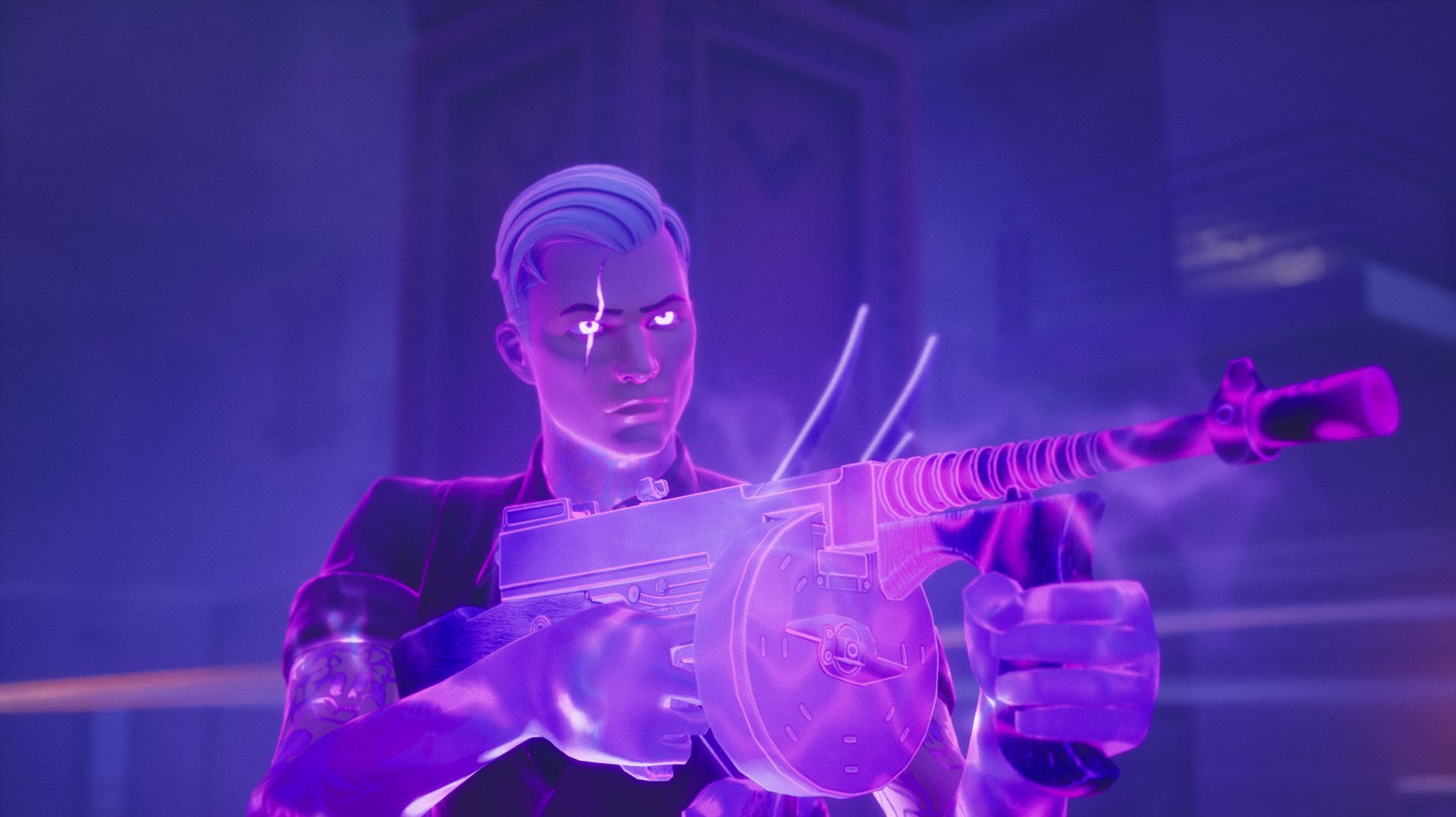 Midas, Fortnite, glowing purple, HD Desktop Wallpaper