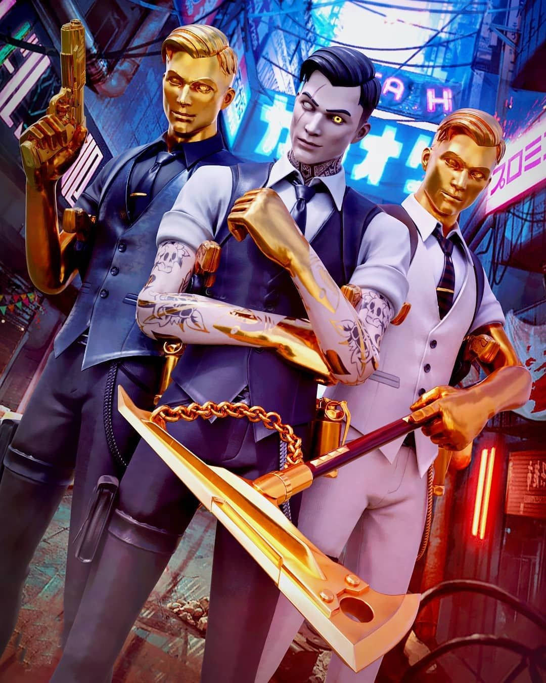 Midas Fortnite Skin, cyberpunk mercenaries, golden skin, HD Phone Wallpaper