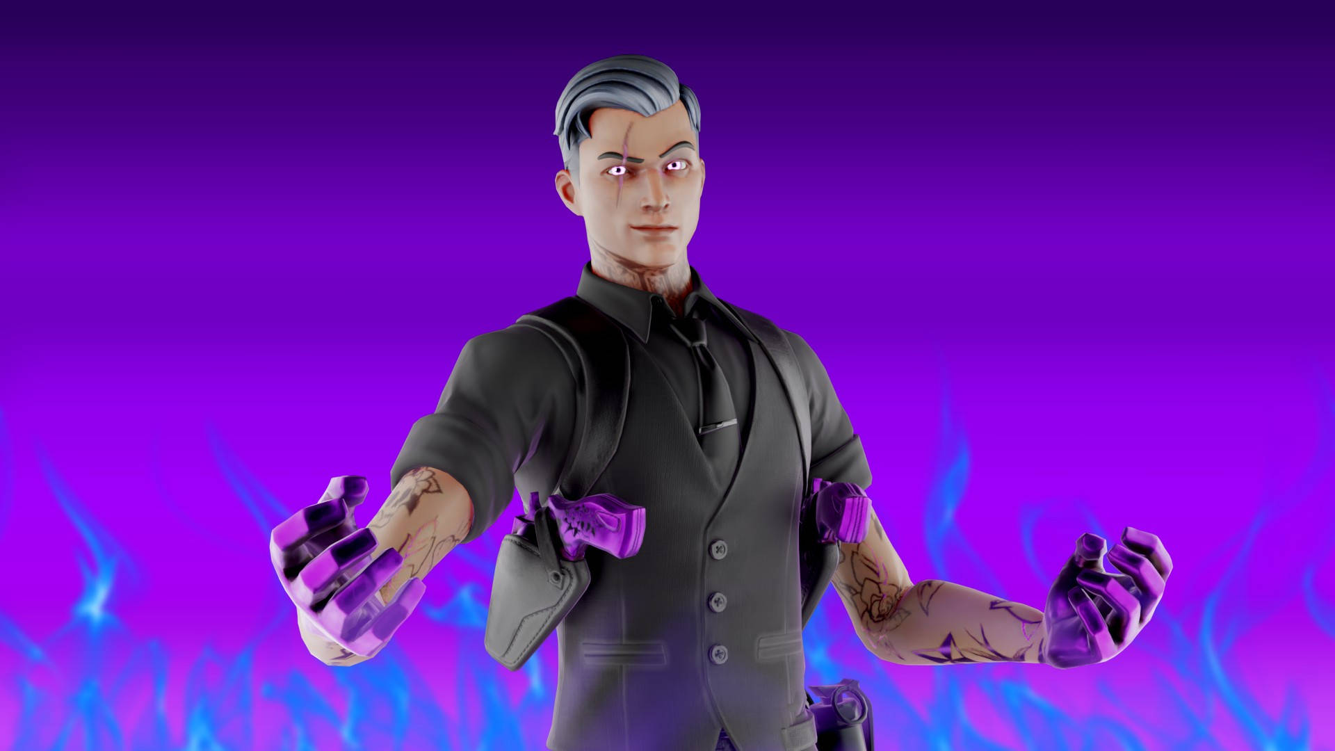 Midas Fortnite Skin, Shadow Midas Fortnite Skin, violet hands, Full HD Desktop Wallpaper