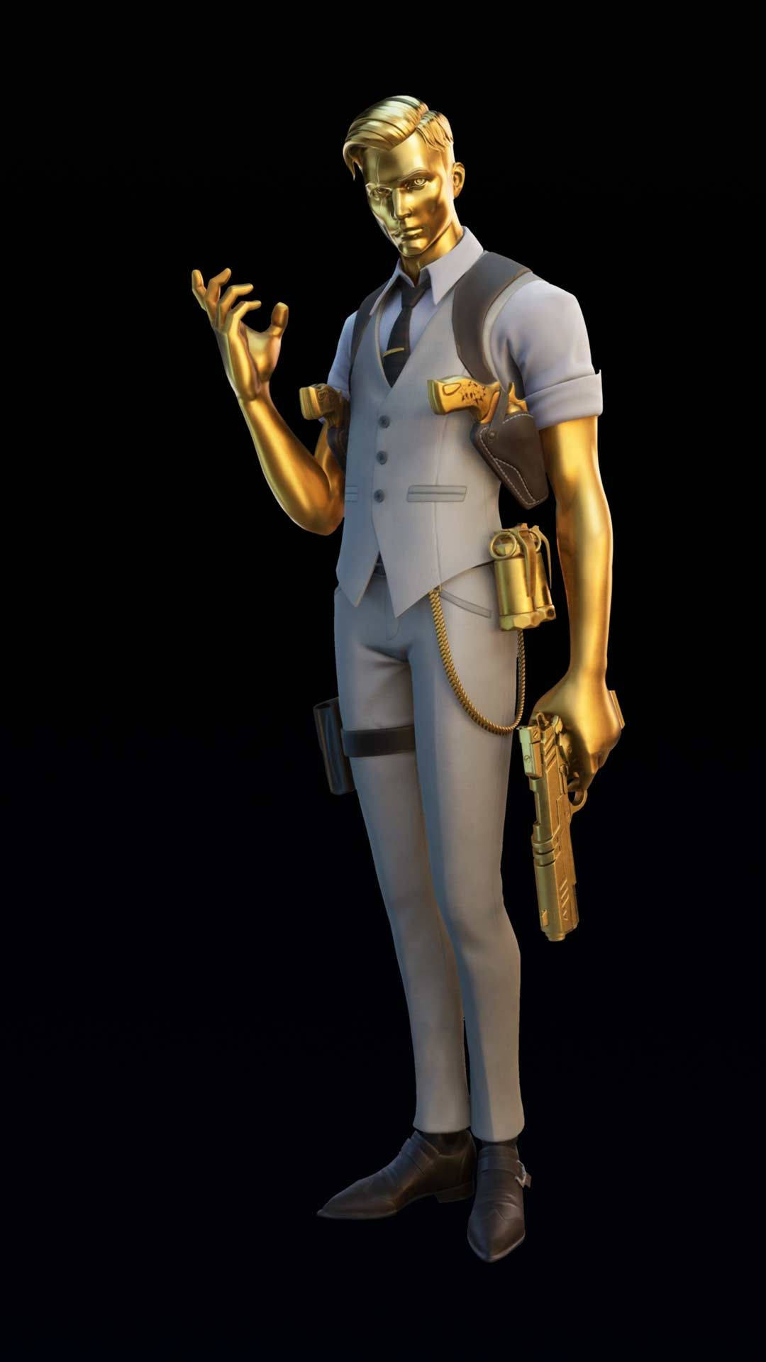 Midas Fortnite Skin, golden-skinned man, light gray suit, Full HD Phone Wallpaper