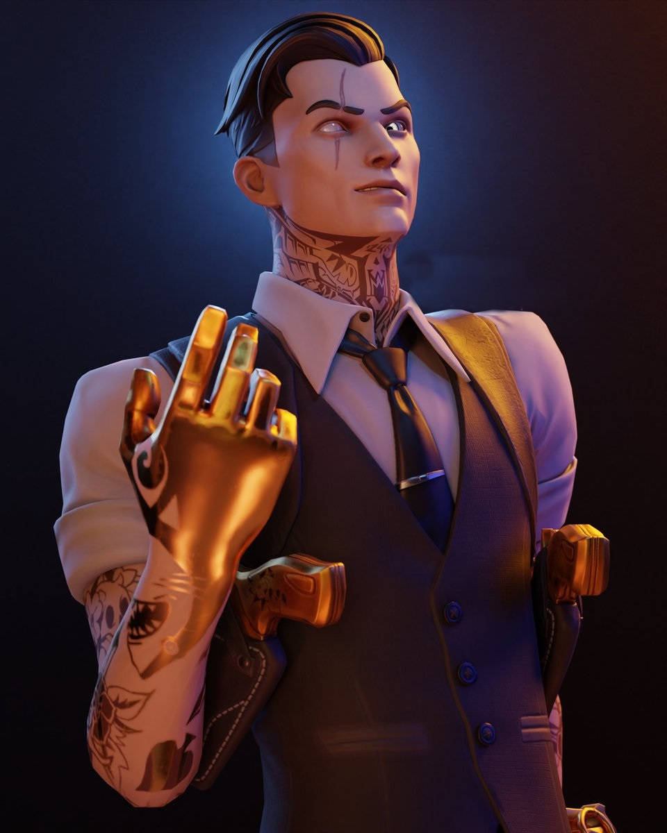 Midas Fortnite Skin, stylized male character, tattoos, SD Phone Wallpaper