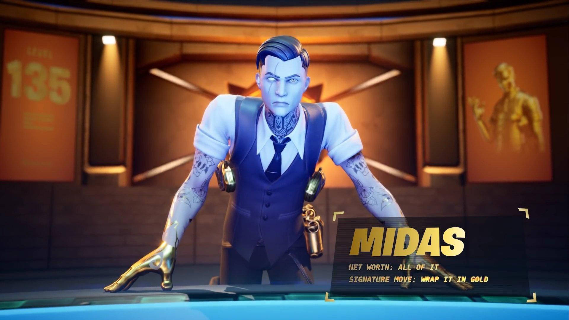 Midas Fortnite Skin, gold hands, futuristic gaming lounge, Full HD Desktop Wallpaper