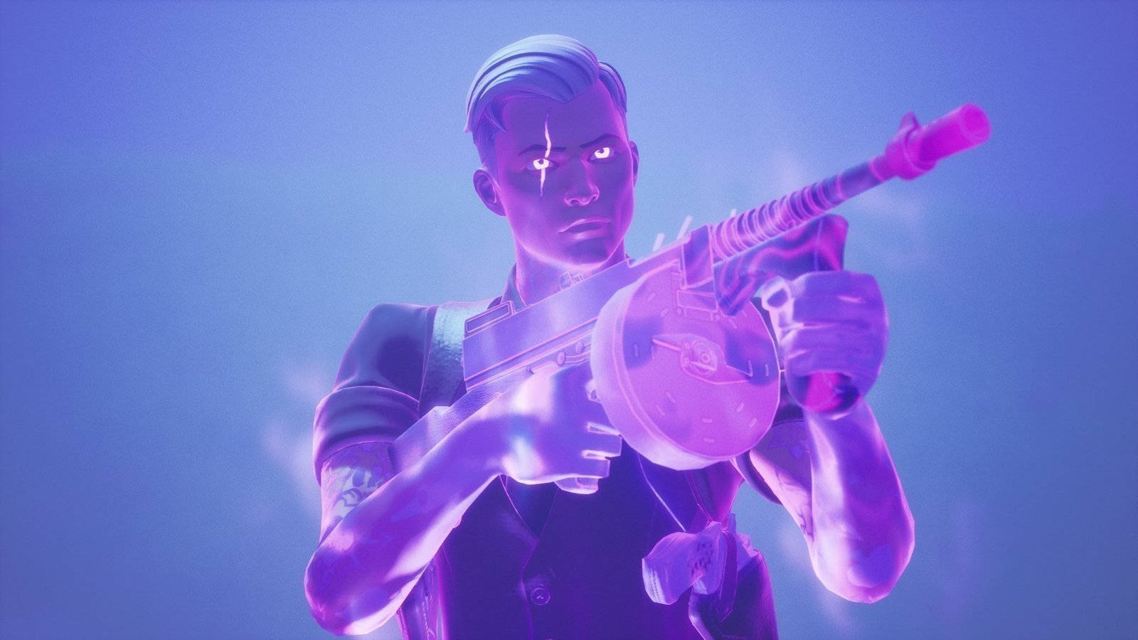 Midas Fortnite Skin, glowing purple, armored soldier, HD Desktop Wallpaper