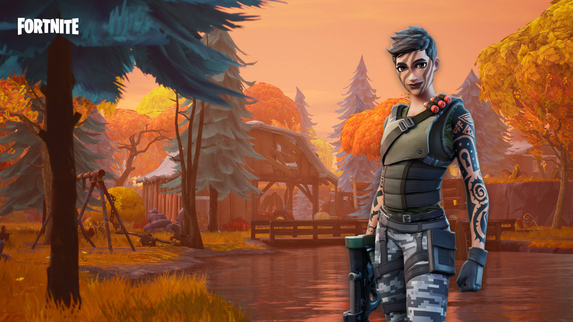 Fortnite, Midas Fortnite Skin, autumn forest, Full HD Desktop Wallpaper