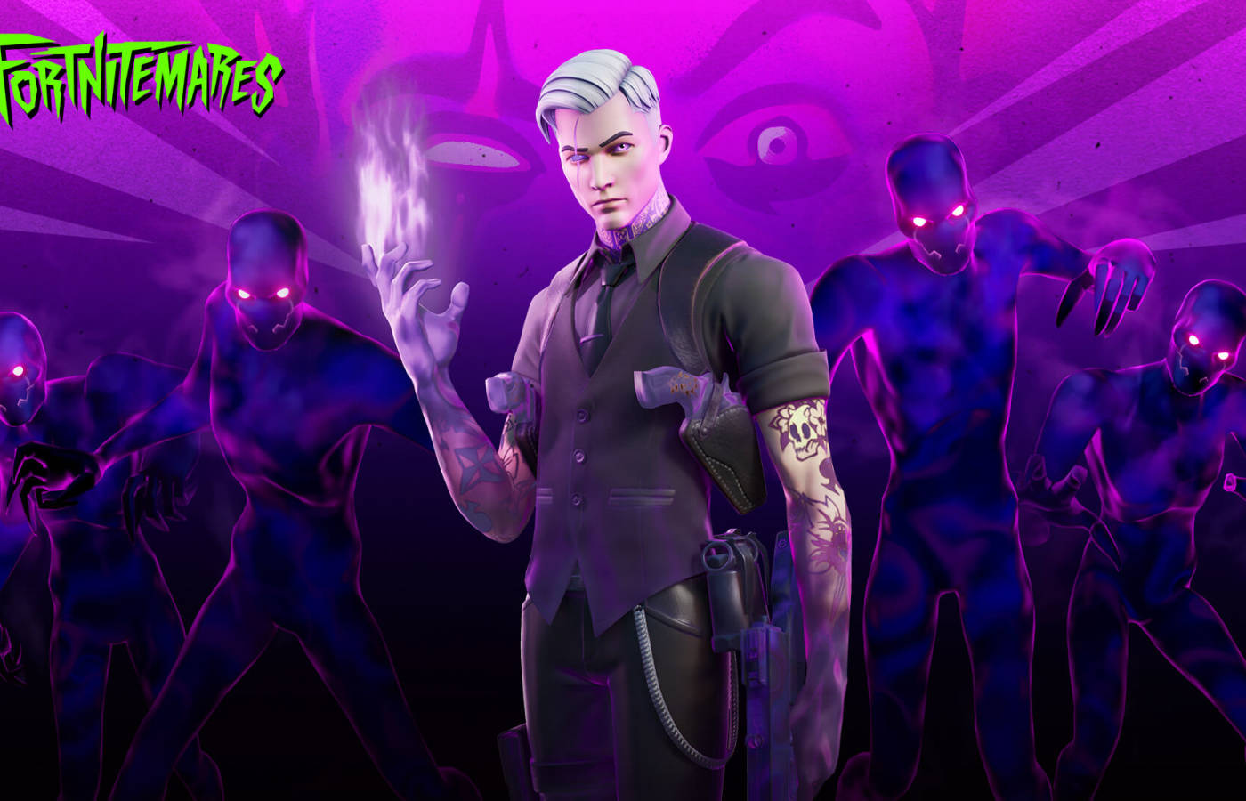 Midas Fortnite Skin, Fortnite, glowing purple eyes, HD Desktop Wallpaper