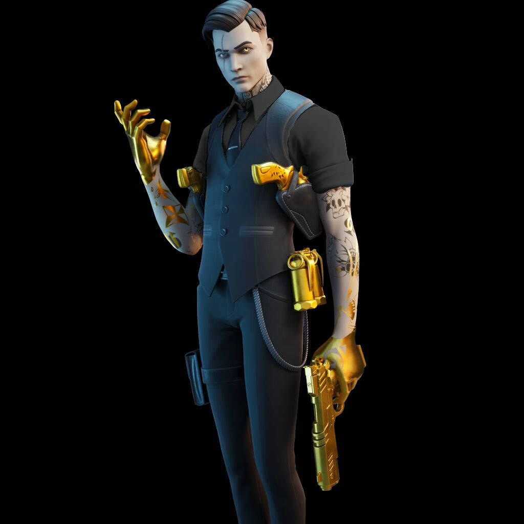 Midas Fortnite Skin, Fortnite, golden pistol, SD Desktop Wallpaper