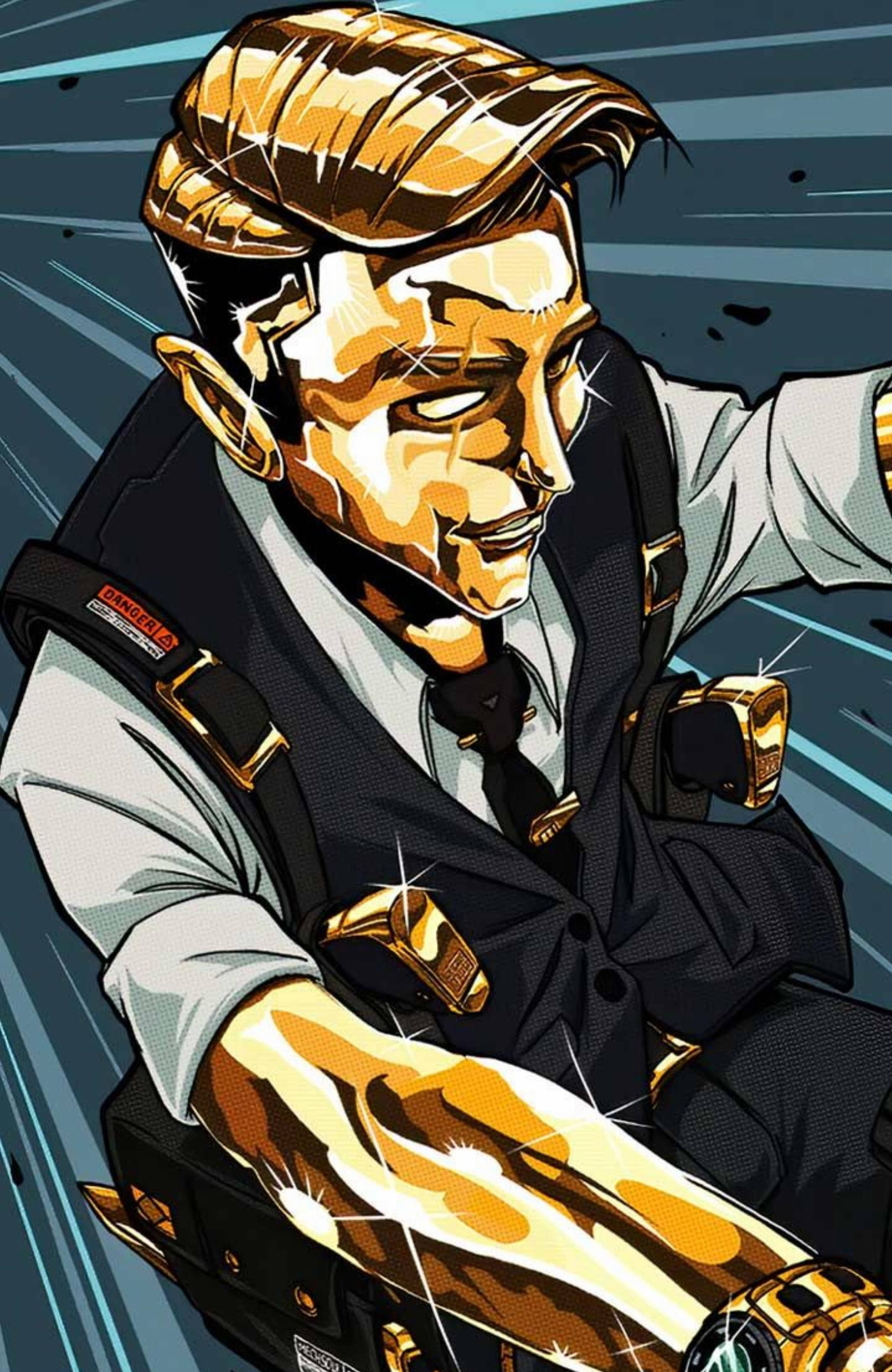 Midas Fortnite Skin, comic book, golden hair, 4K Phone Wallpaper