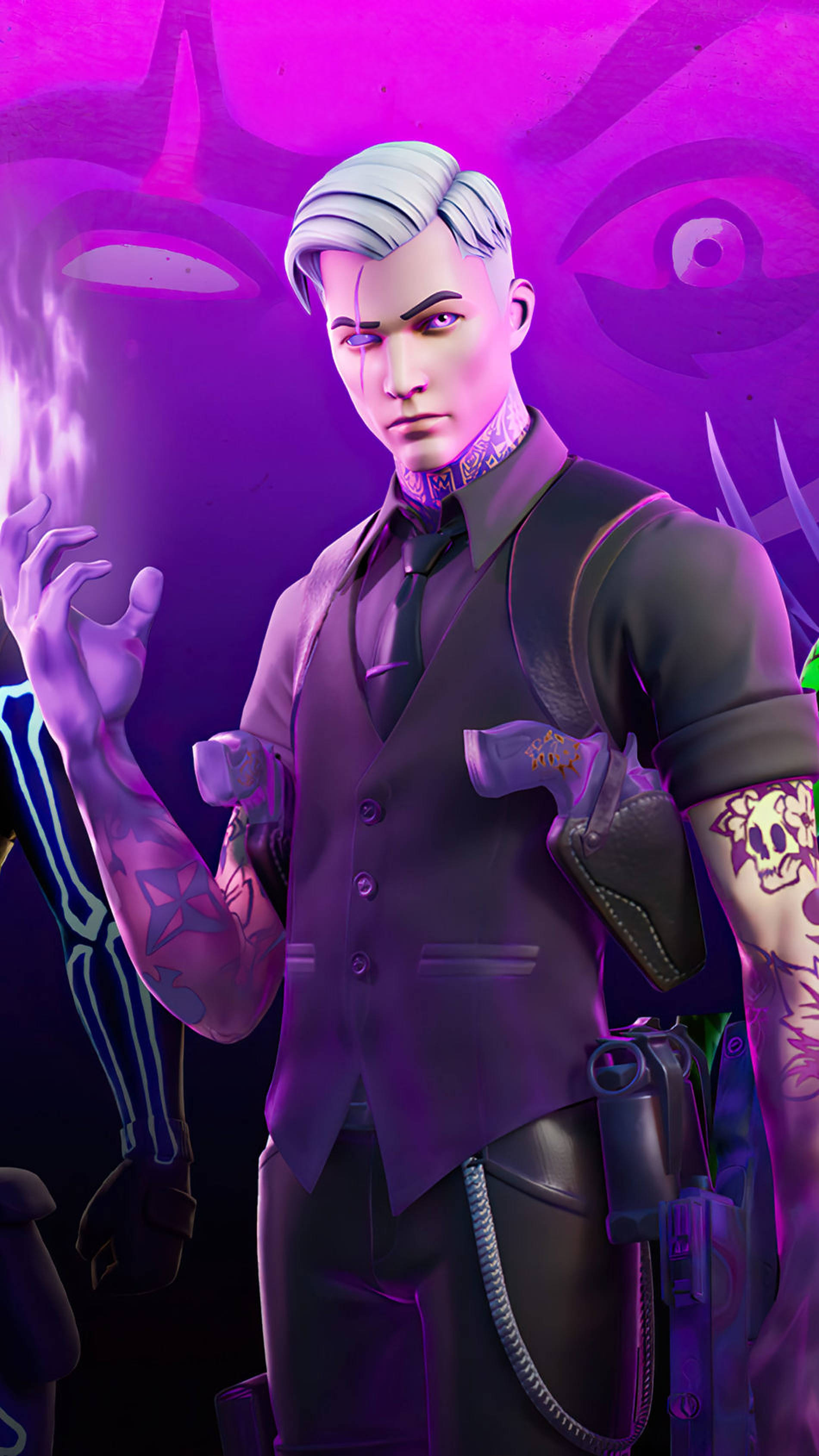 Midas Fortnite Skin, Fortnite, silver hair, 2K Phone Wallpaper
