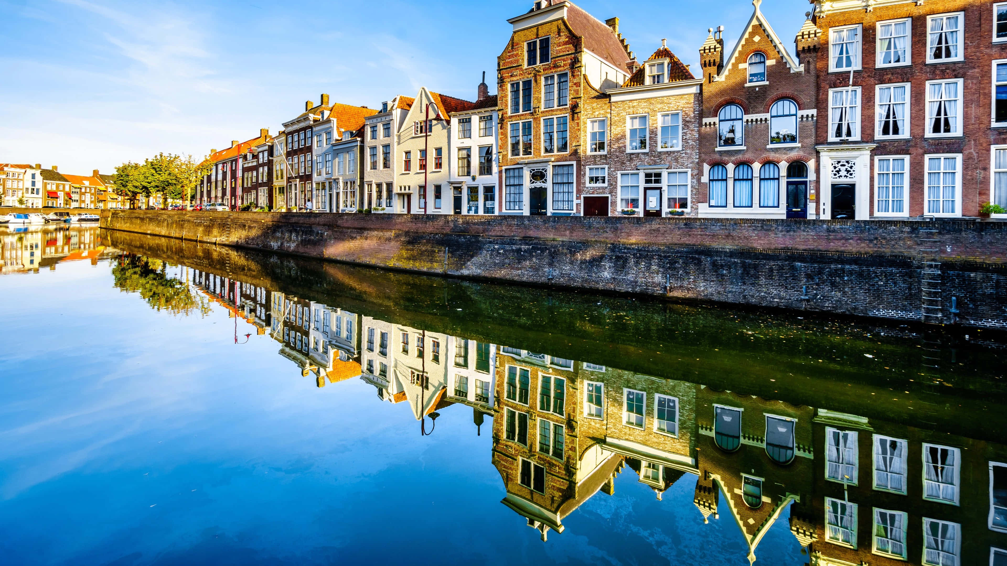 Middelburg, canal, reflections, 4K Desktop Wallpaper
