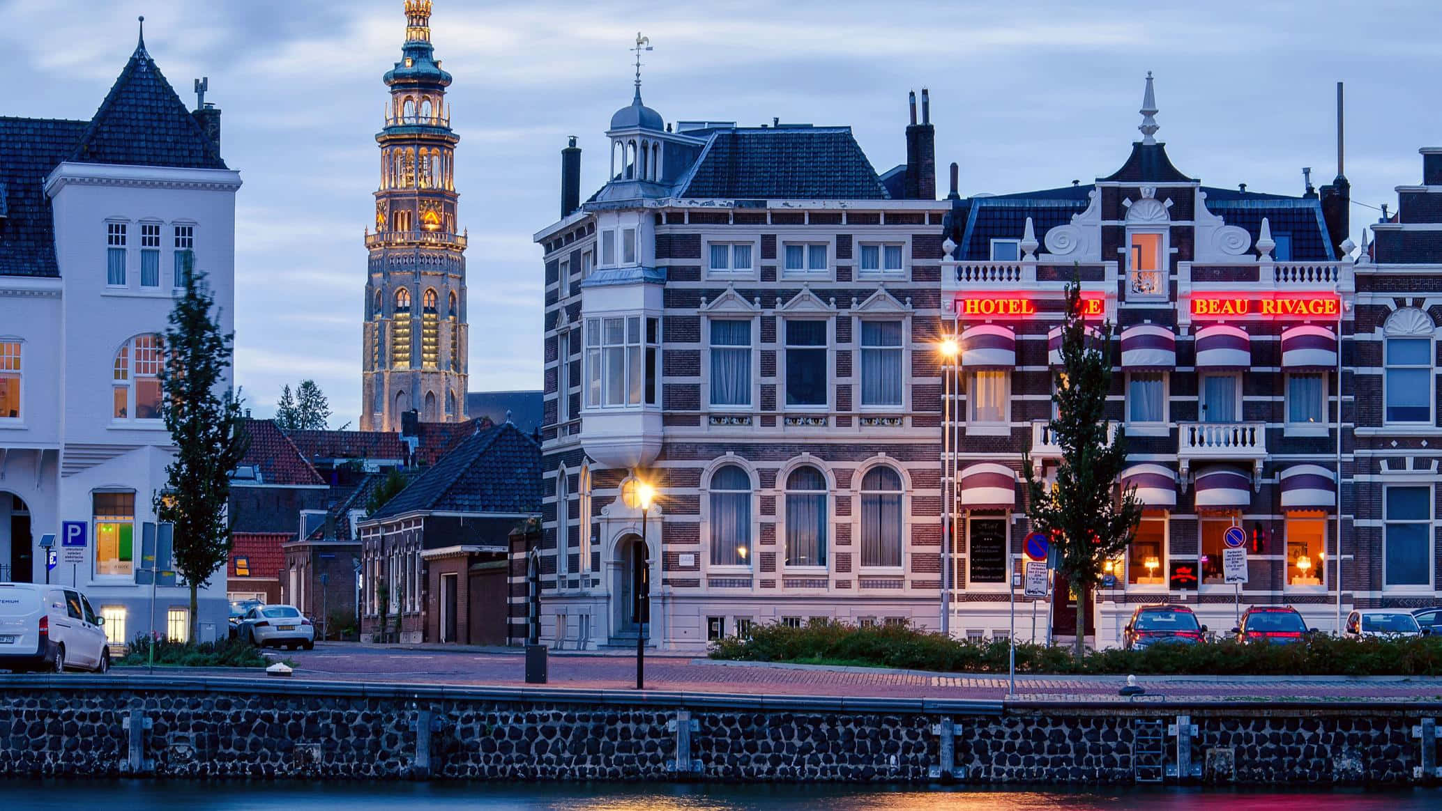Middelburg, twilight, cityscape, Full HD Desktop Wallpaper