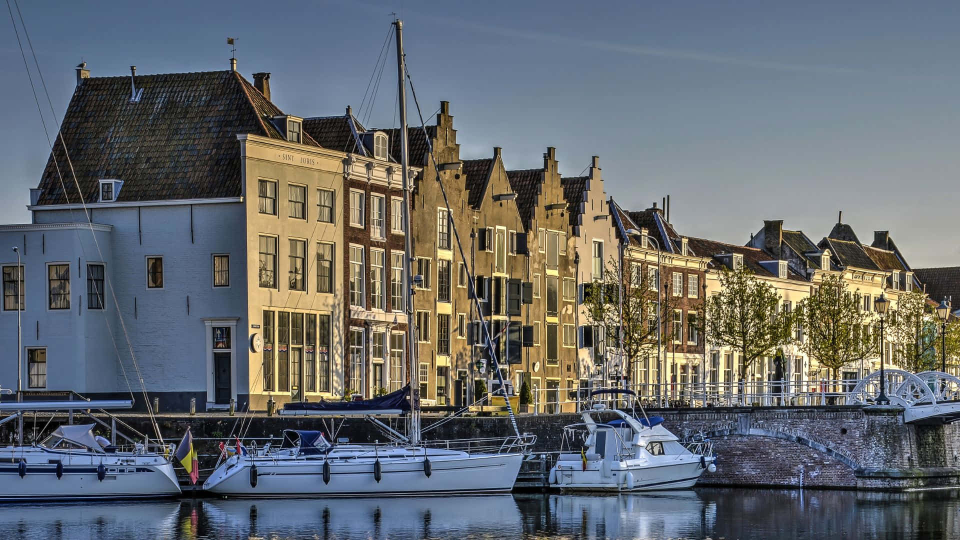 Middelburg, waterfront, sunset, Full HD Desktop Wallpaper