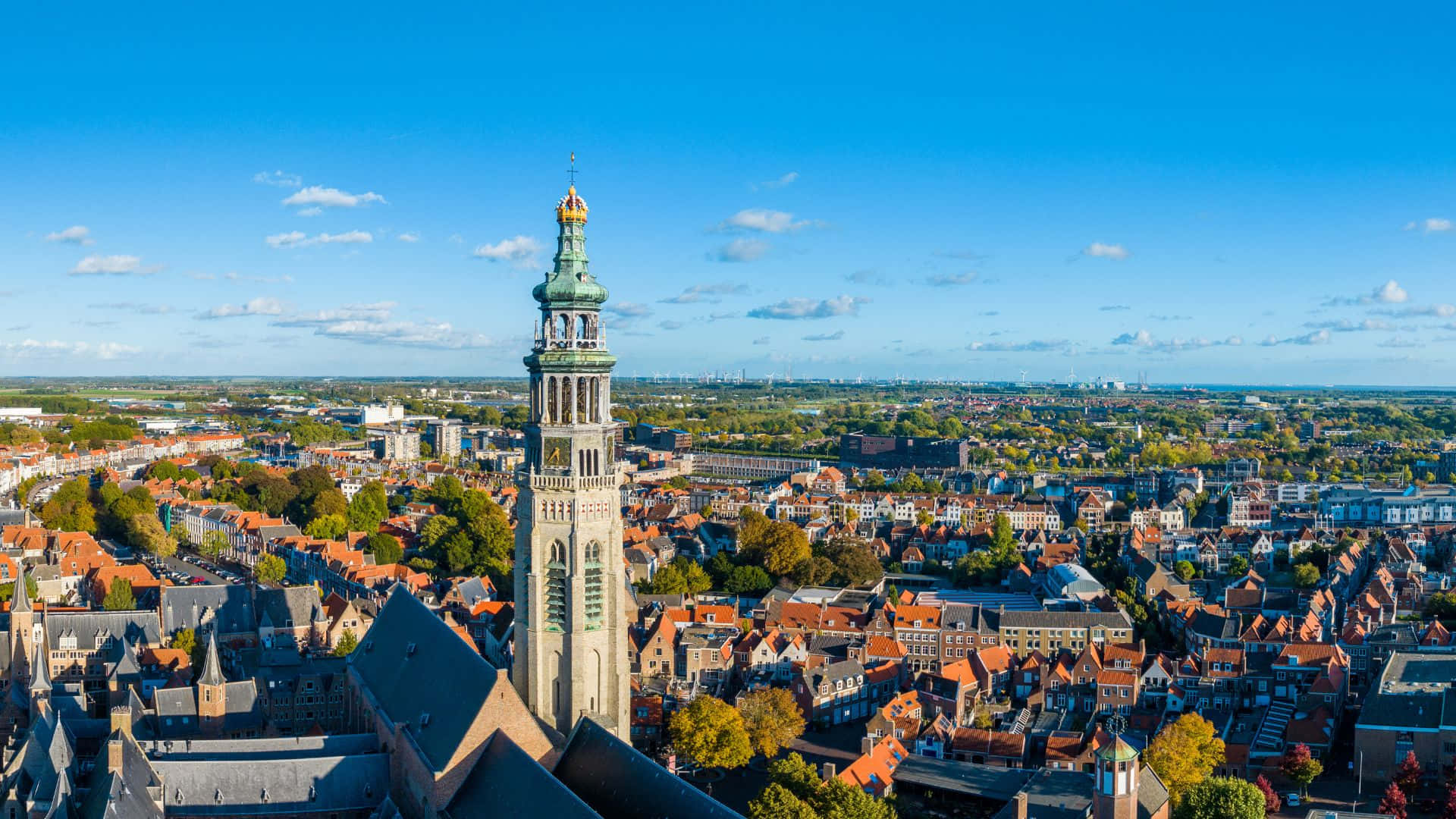 Middelburg, town center, historic cityscape, Full HD Desktop Wallpaper