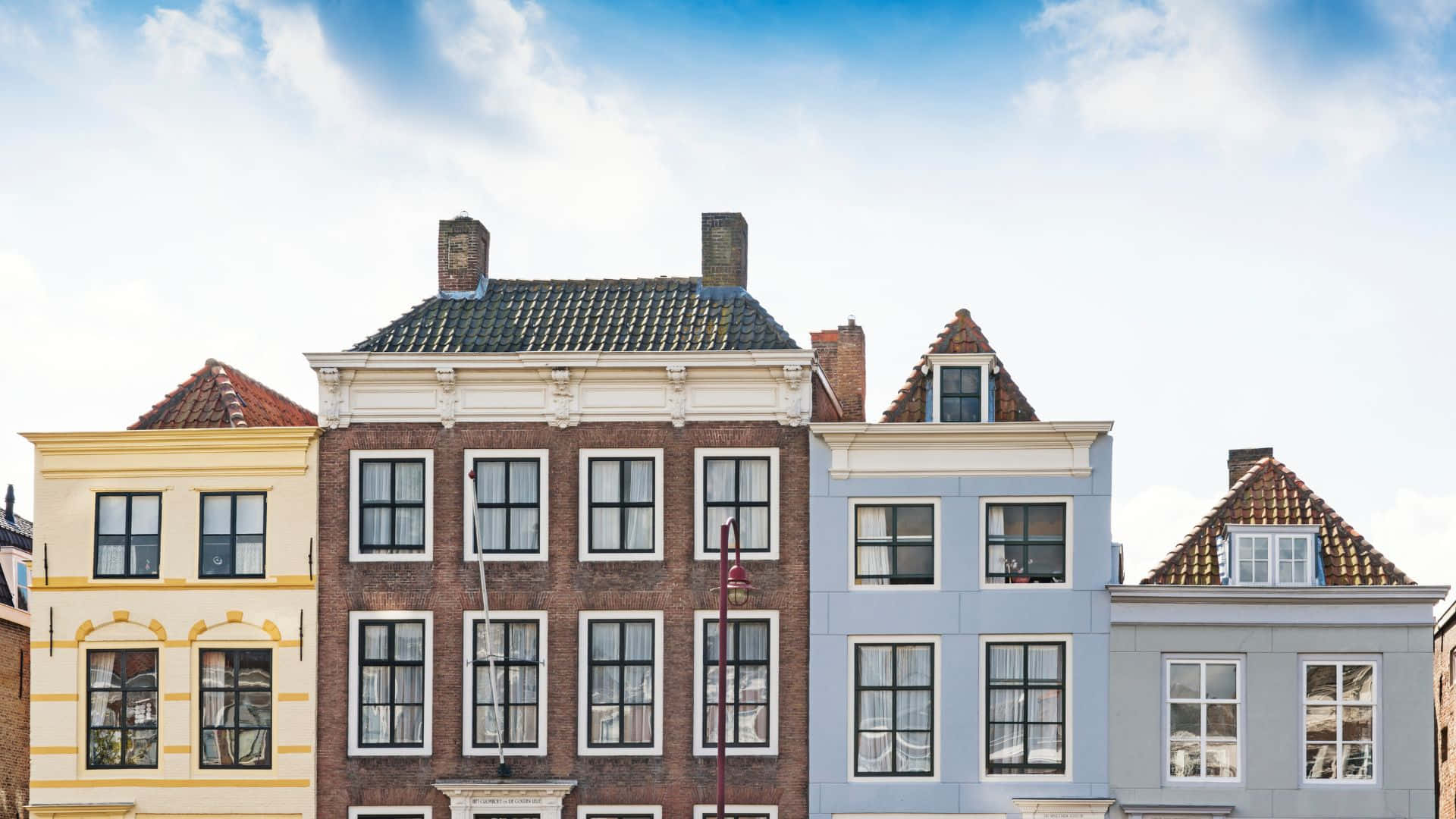 Middelburg, historic Dutch architecture, canal houses, Full HD Desktop Wallpaper