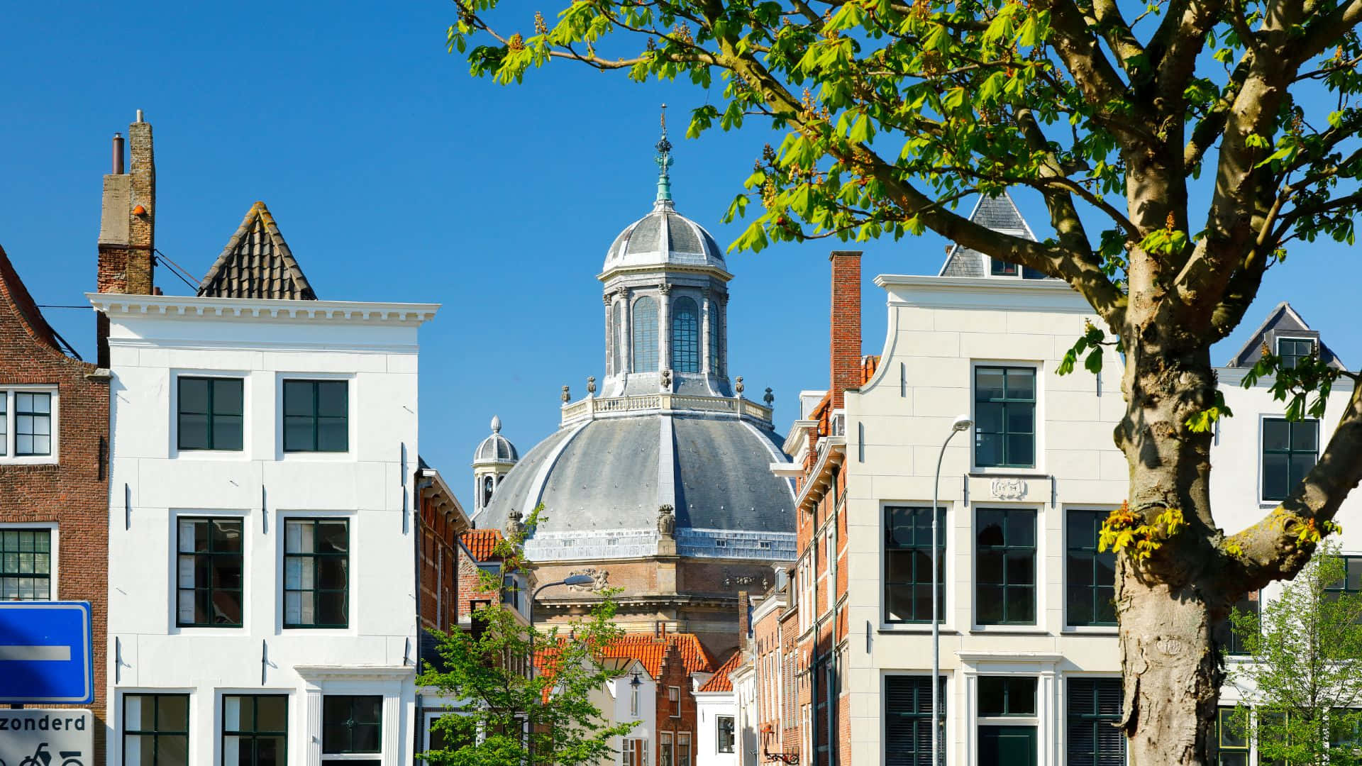 Middelburg, historic domed church, traditional Dutch buildings, Full HD Desktop Wallpaper