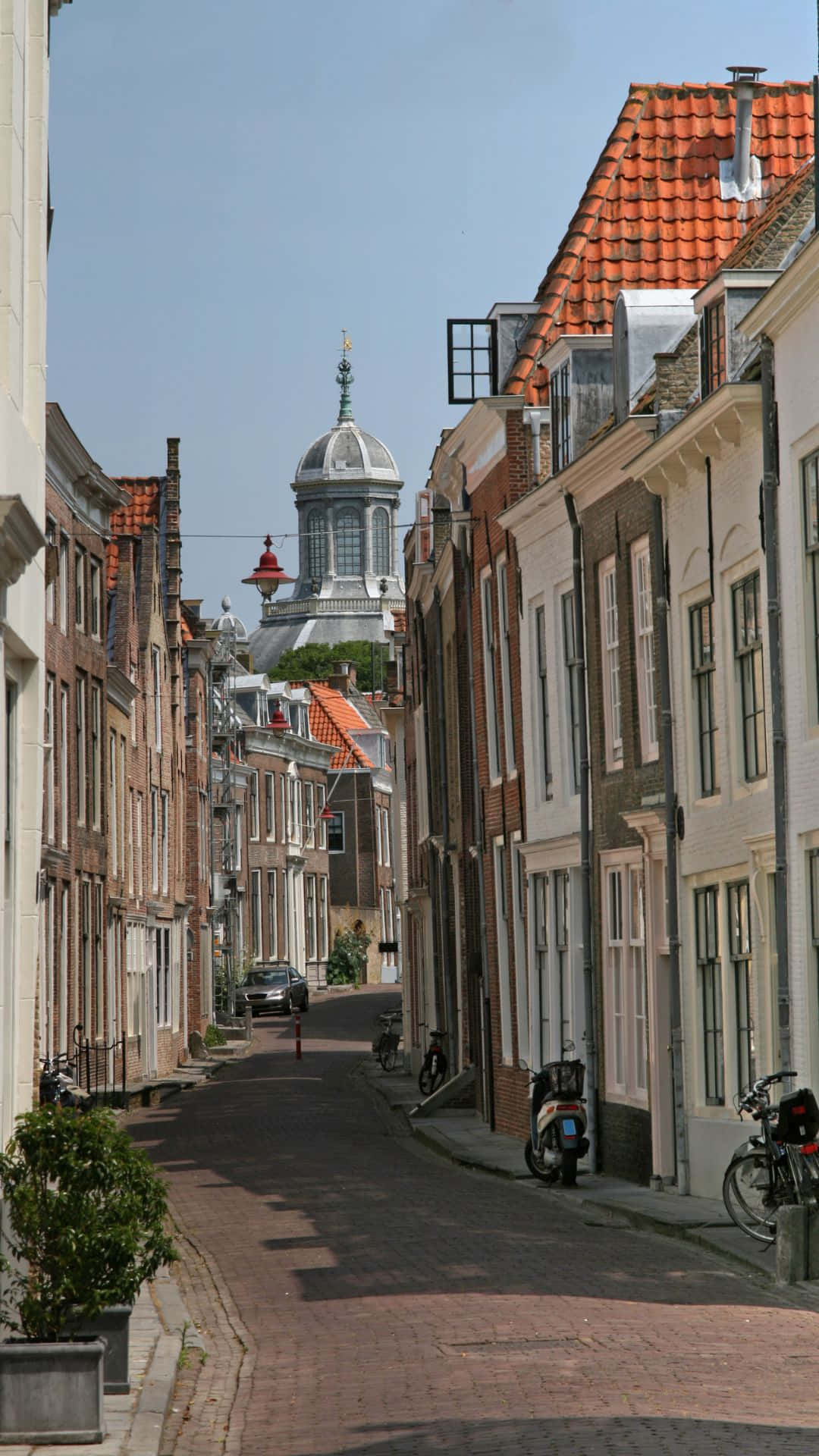 Middelburg, historic brick buildings, cobblestone street, Full HD Phone Wallpaper