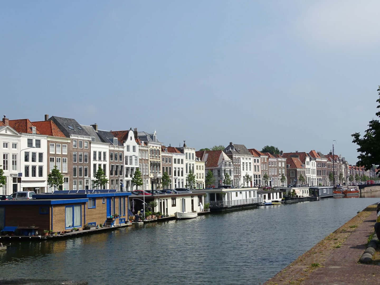 Middelburg, canal houses, houseboats, HD Desktop Wallpaper