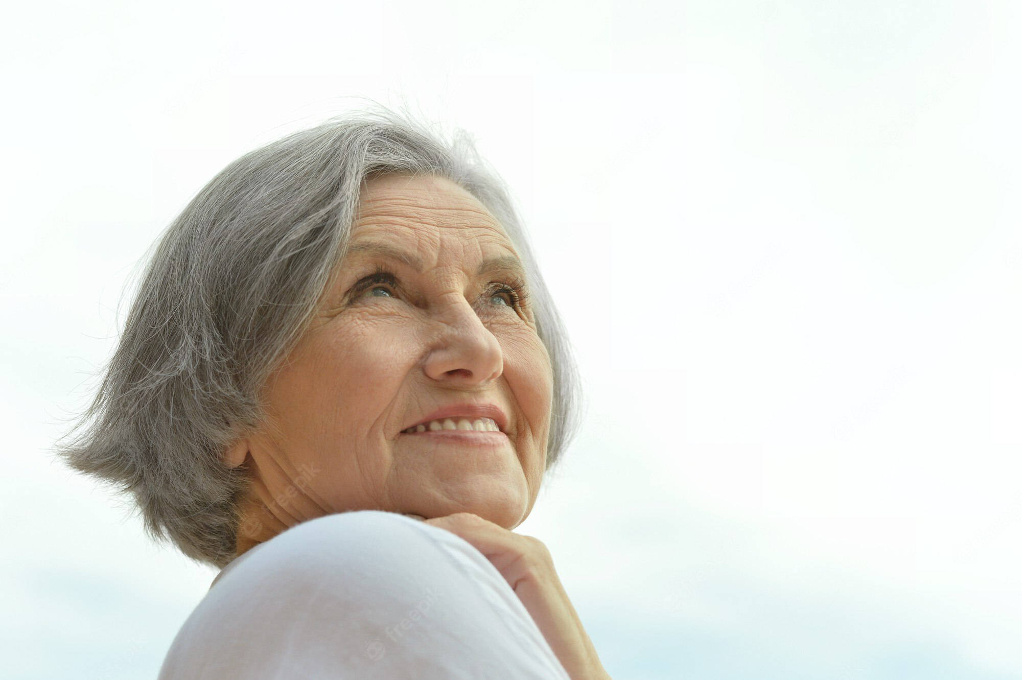 white top, gray hair, elderly woman, Full HD Desktop Wallpaper
