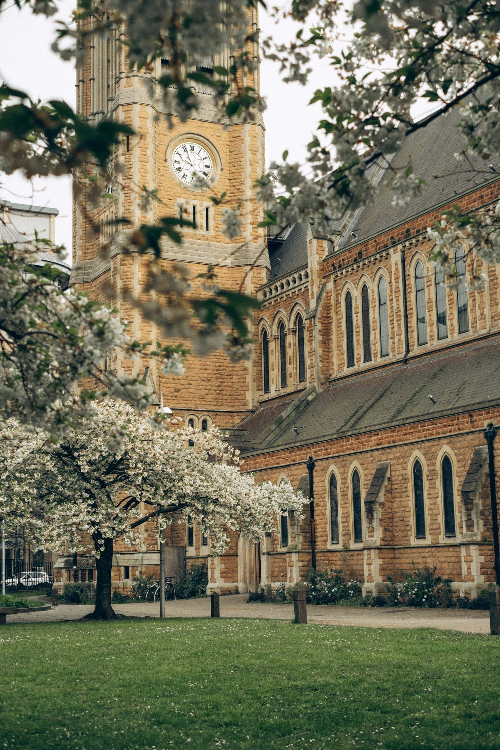 Middle Ages, brick church, clock tower, Full HD Phone Wallpaper