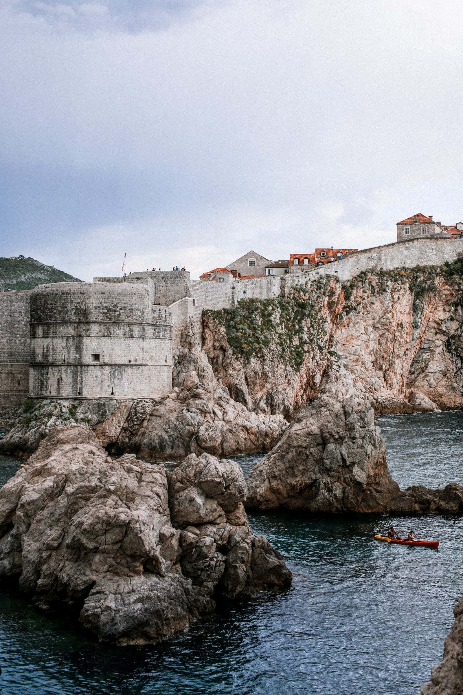 Middle Ages, Ancient stone fortress, rugged cliffs, Full HD Phone Wallpaper