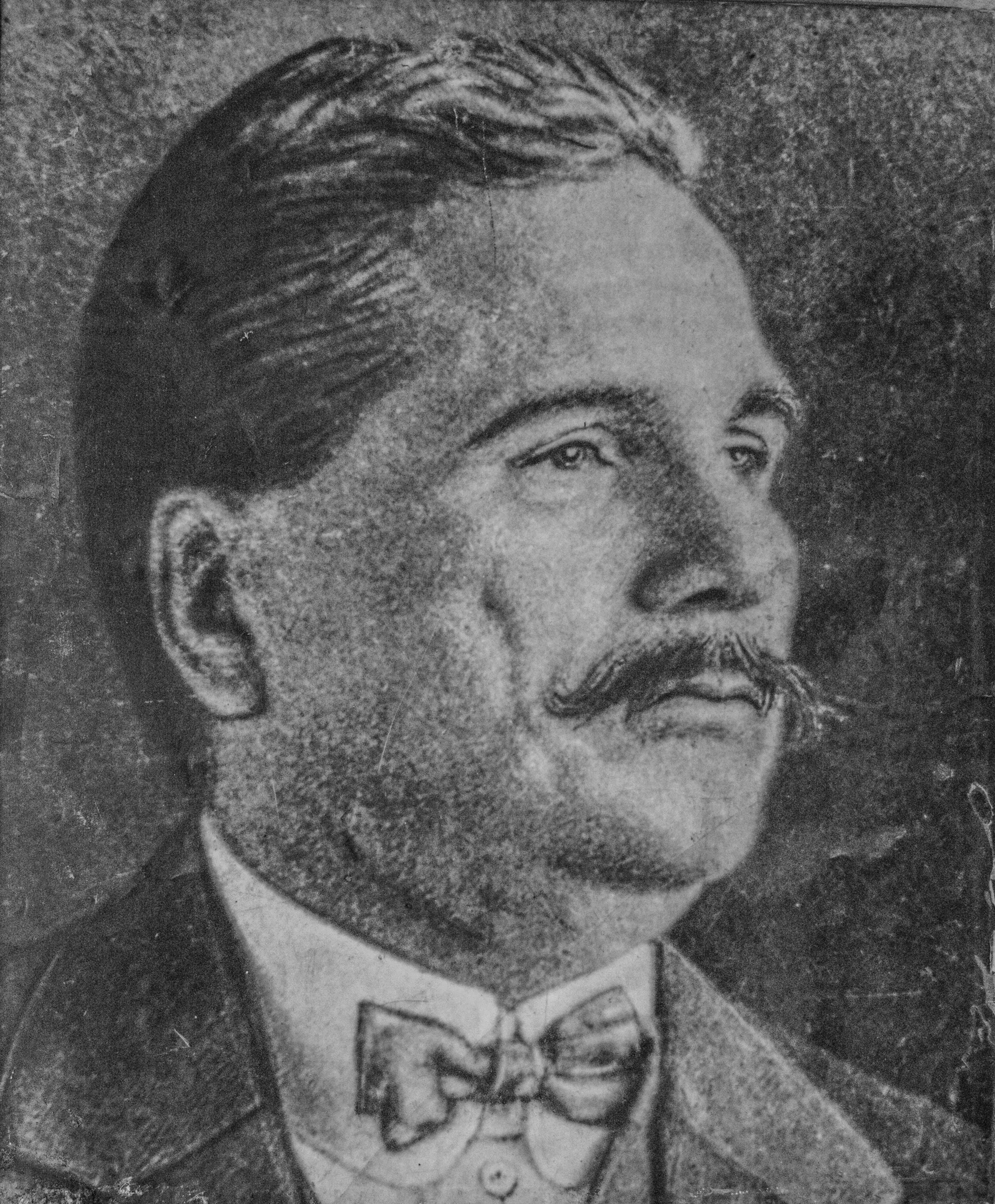 historical figure, black and white portrait, mustache, 4K Phone Wallpaper