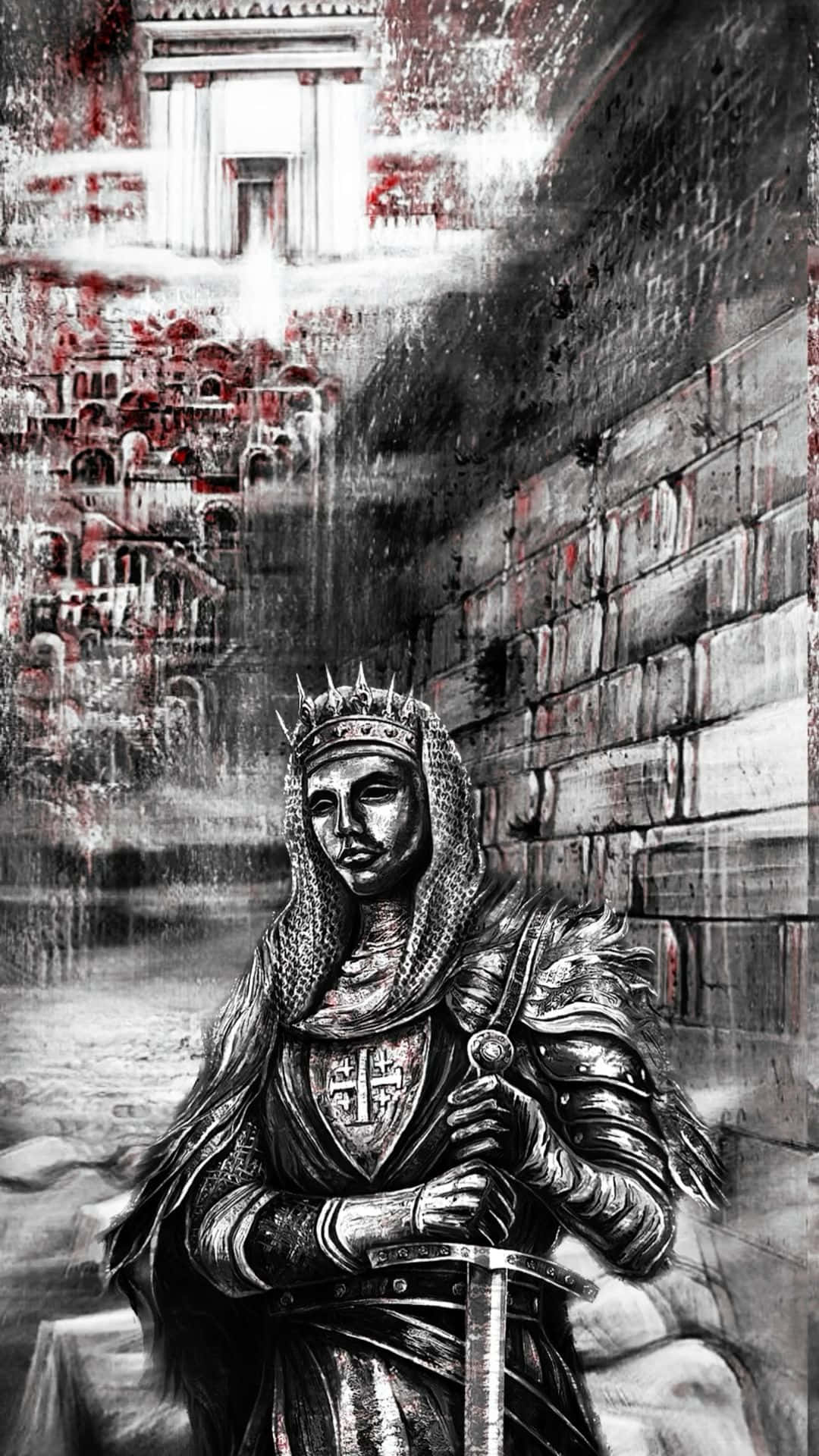 medieval king, crowned knight, detailed armor, Full HD Phone Wallpaper