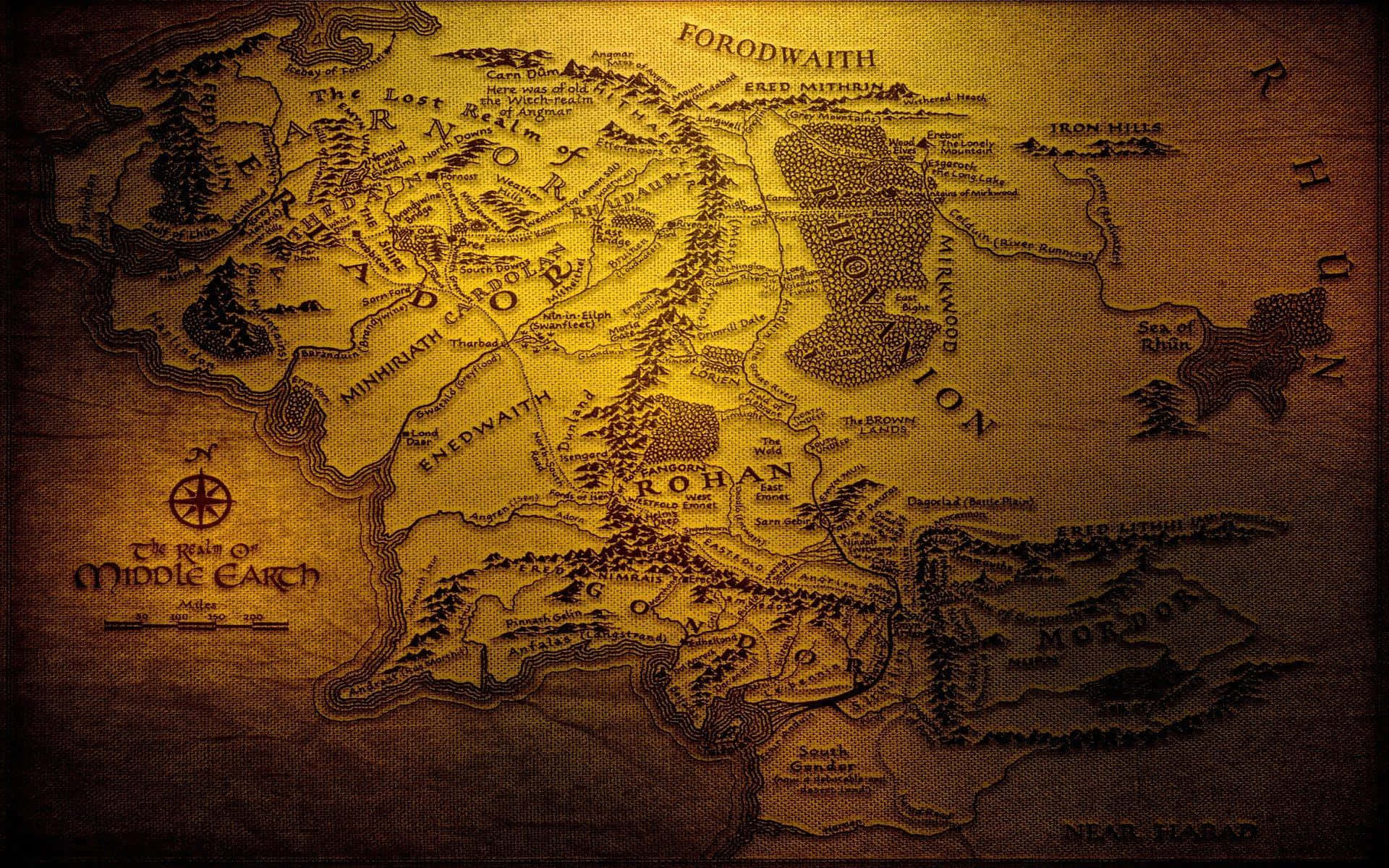 Middle Earth, sepia, aged parchment, Full HD Desktop Wallpaper