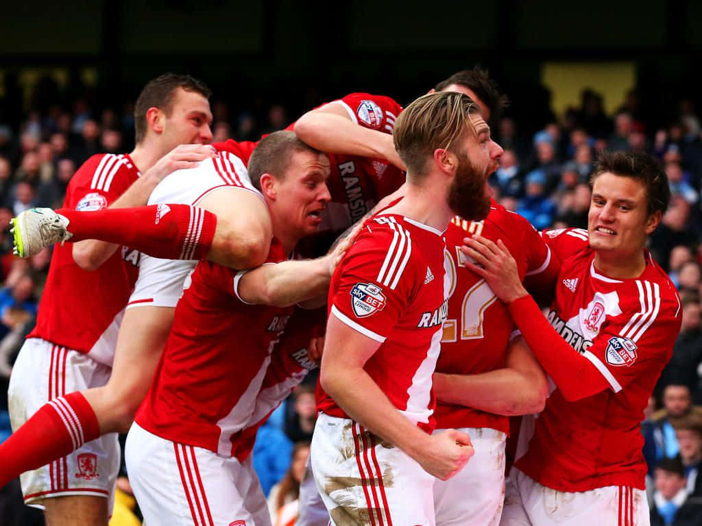 Middlesbrough, red and white kits, goal celebration, SD Desktop Wallpaper