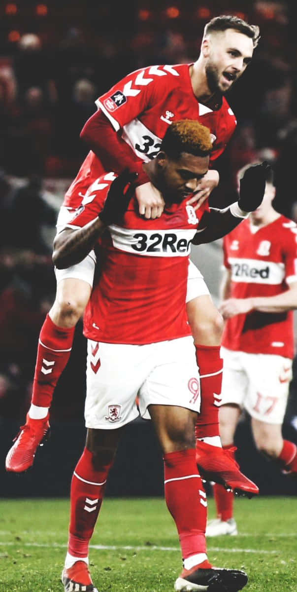 Middlesbrough, red kits, celebrate a goal, SD Phone Wallpaper