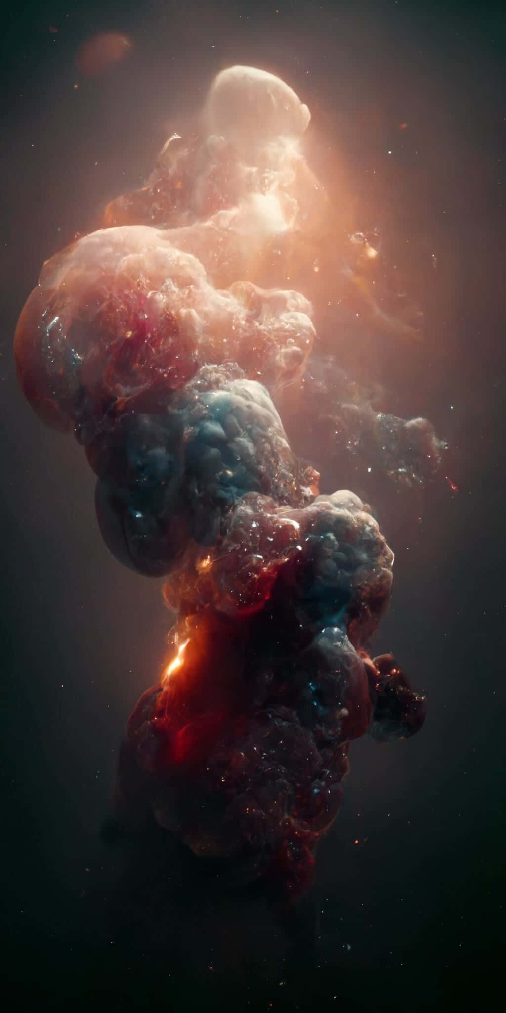 Midjourney, cosmic nebula, glowing reds blues and oranges, Full HD Phone Wallpaper