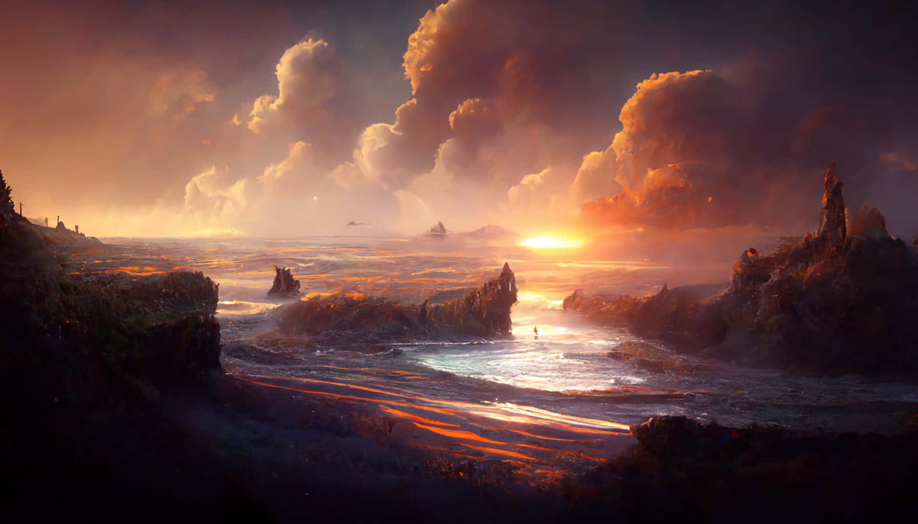 Midjourney, 1792 x 1024, sunset, HD Desktop Wallpaper