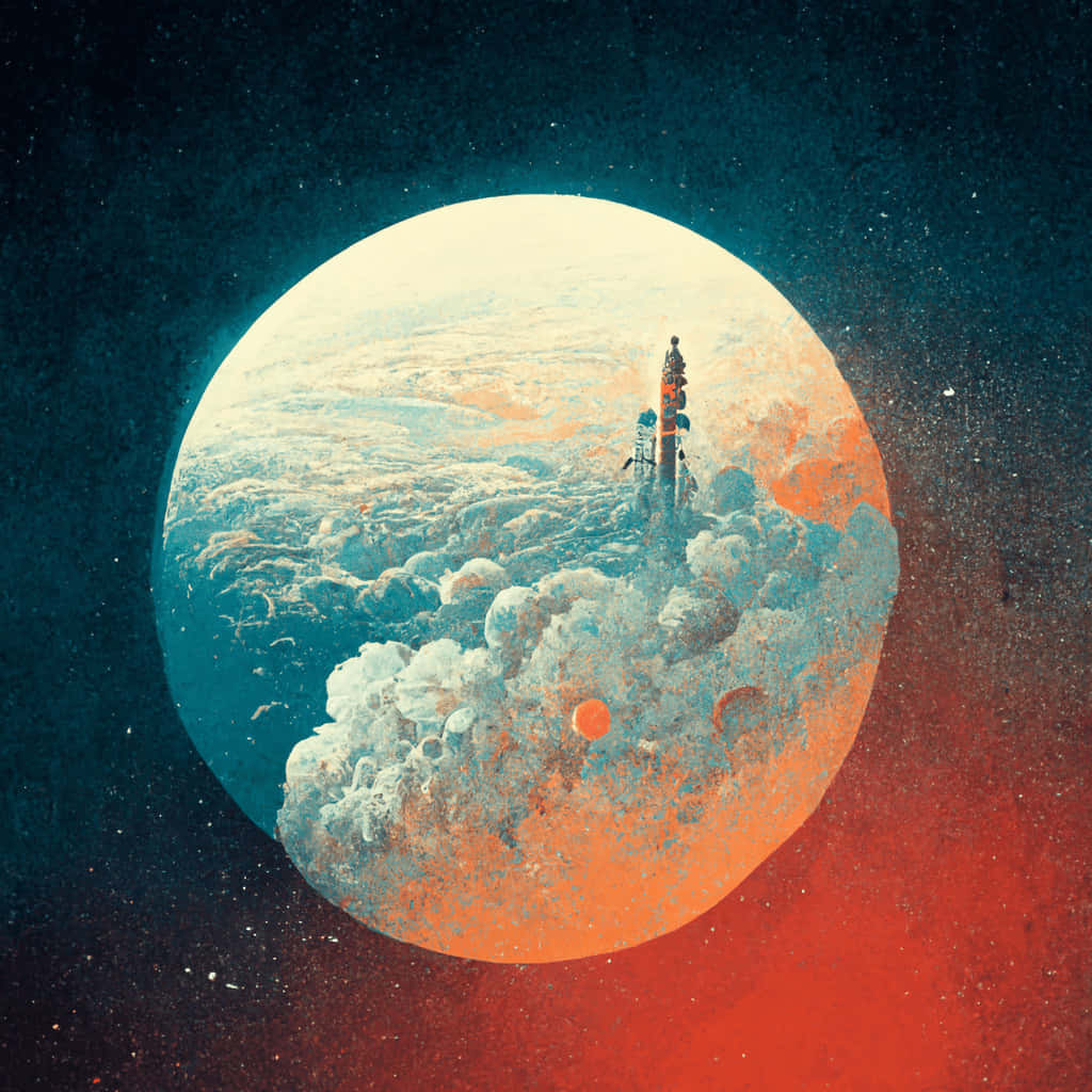 rocket, planet, swirling clouds, SD Desktop Wallpaper
