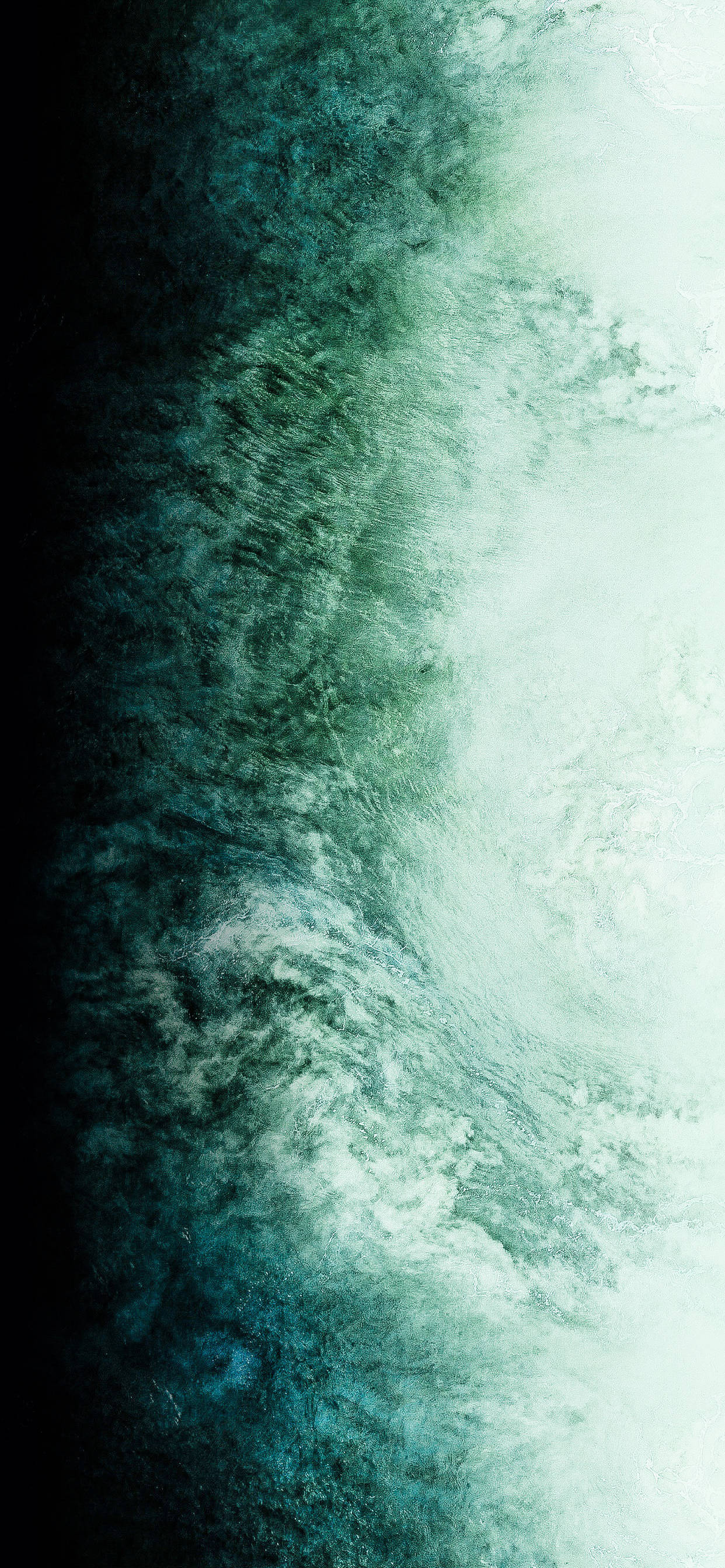 Midnight Green, deep teal, ocean waves, 2K Phone Wallpaper