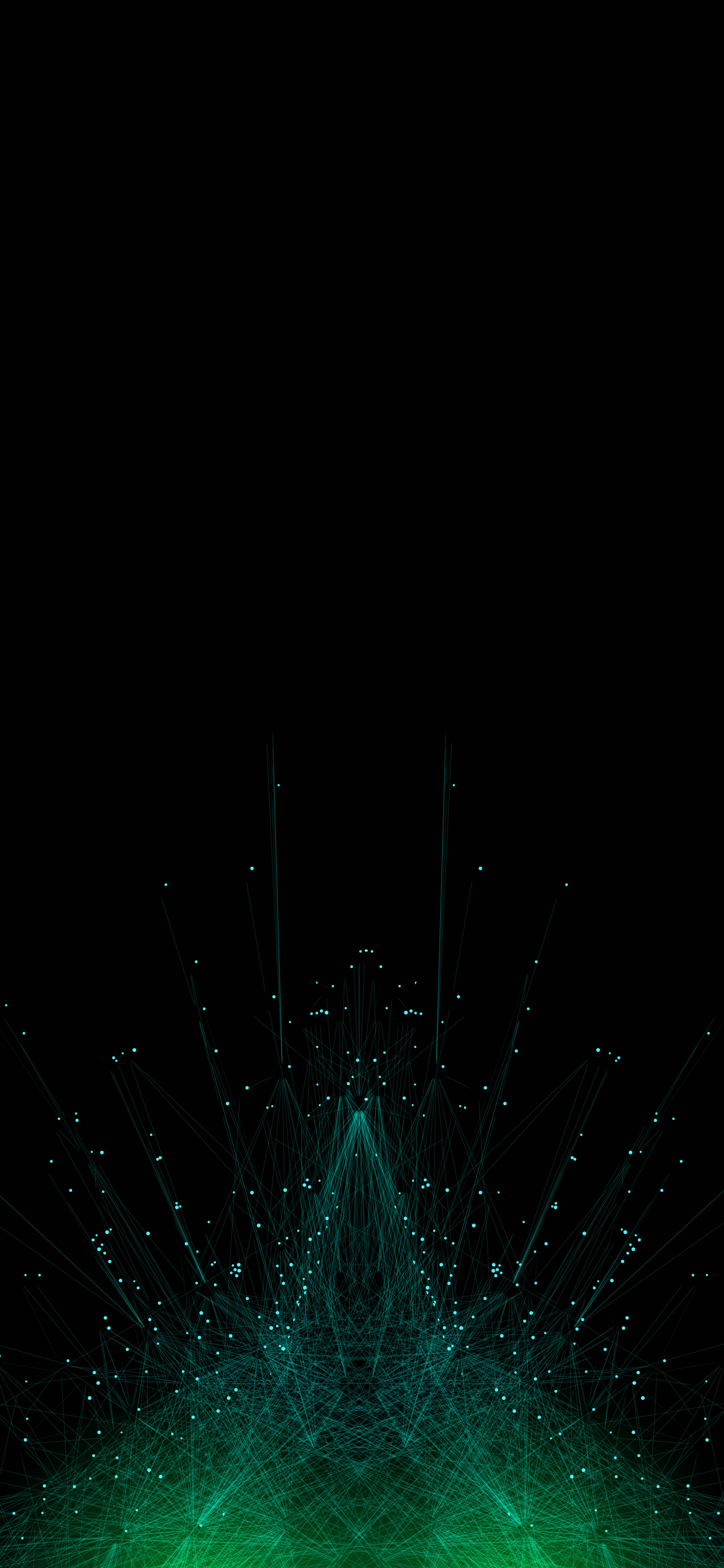 Midnight Green, glowing green, geometric network, 4K Phone Wallpaper