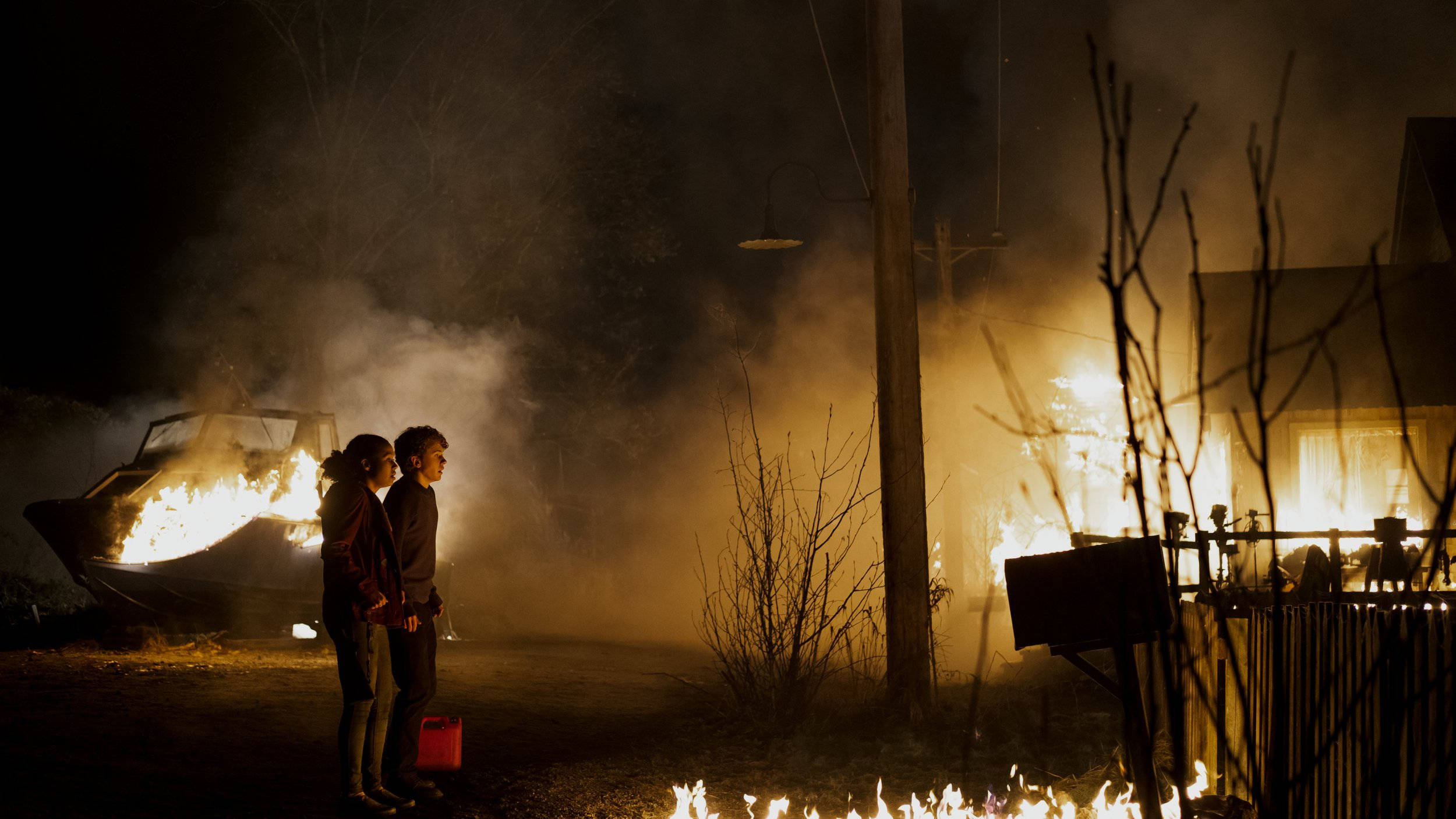 Midnight Mass, burning house, burning vehicle, Full HD Desktop Wallpaper