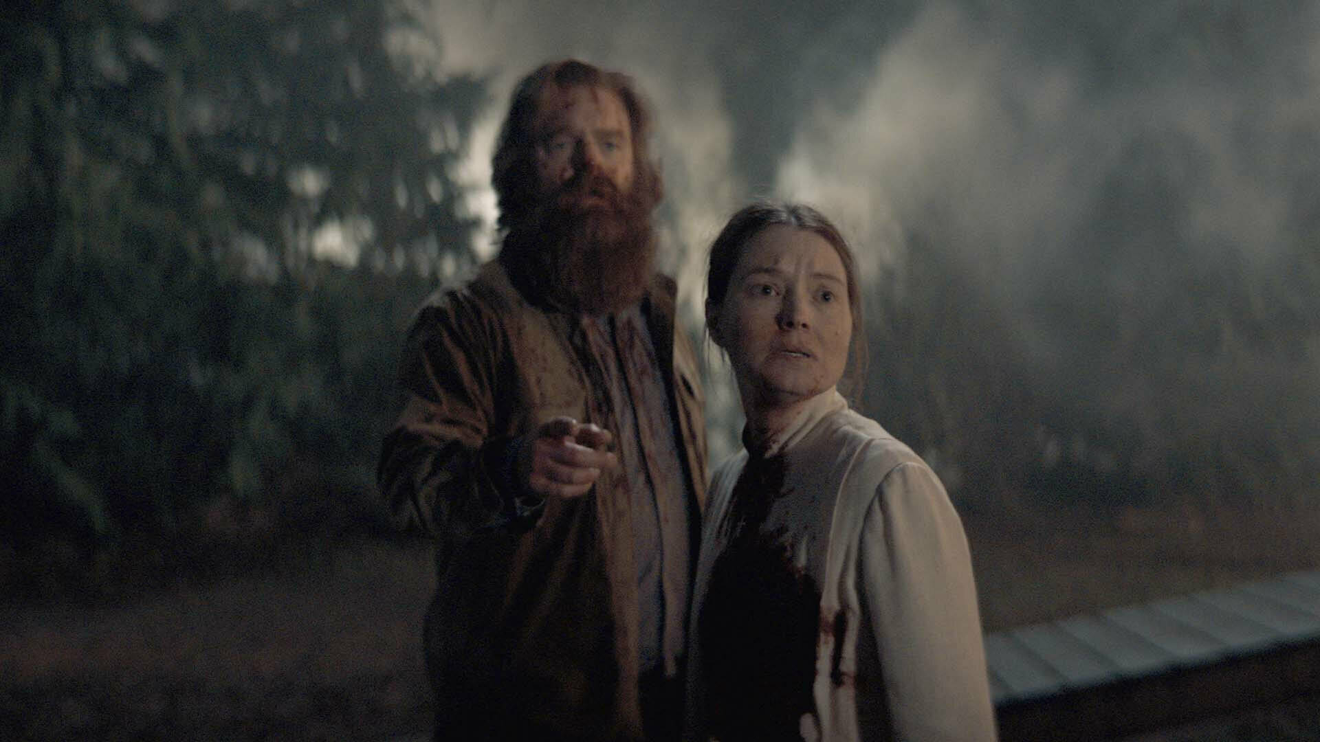 Midnight Mass, bearded man, woman with bloodstains, Full HD Desktop Wallpaper