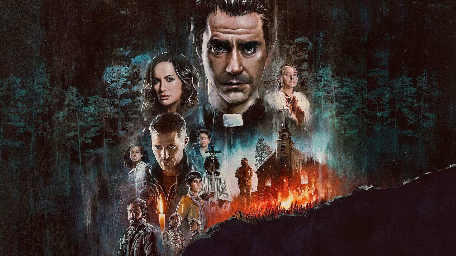 Midnight Mass, priest, burning church, Full HD Desktop Wallpaper