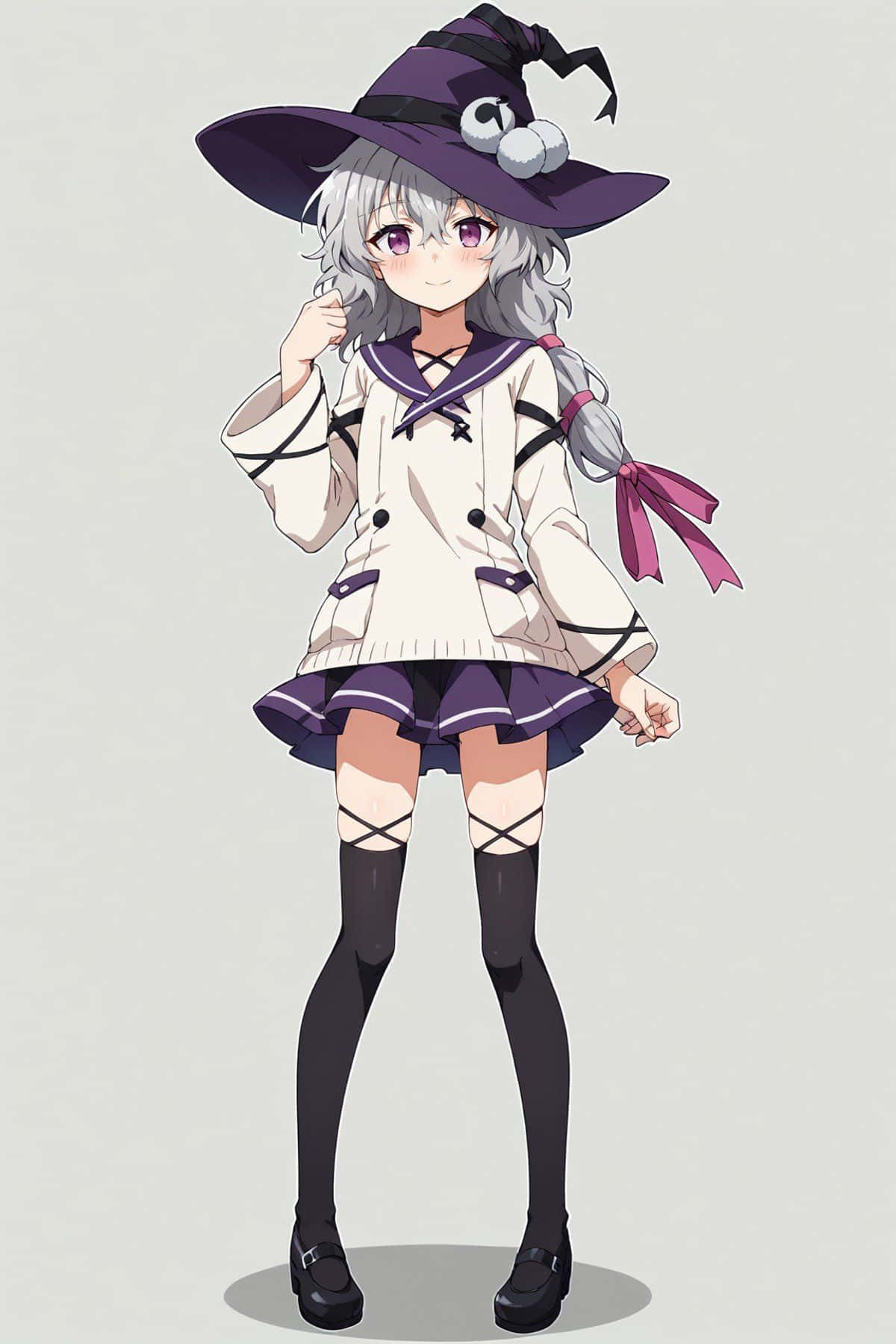 Midori Fuse, anime witch, silver hair, HD Phone Wallpaper