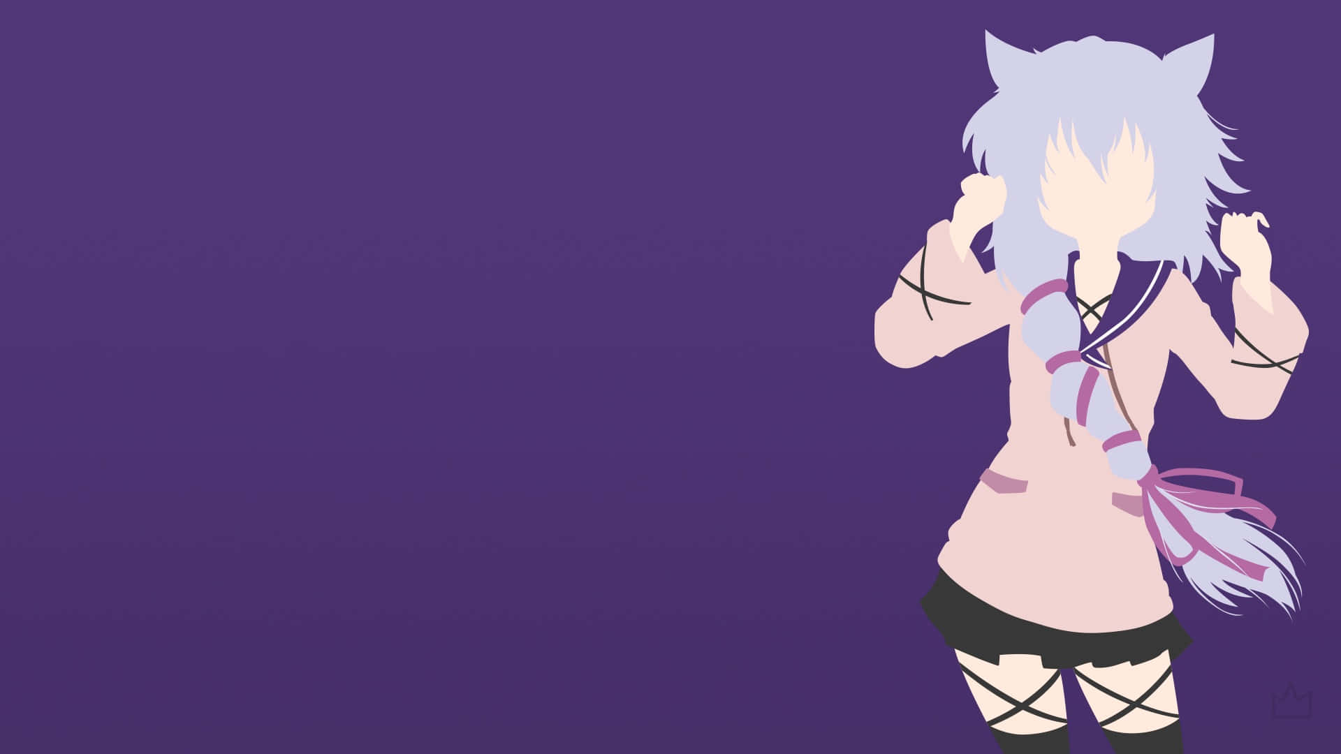 Midori Fuse, light blue hair, cat ears, Full HD Desktop Wallpaper