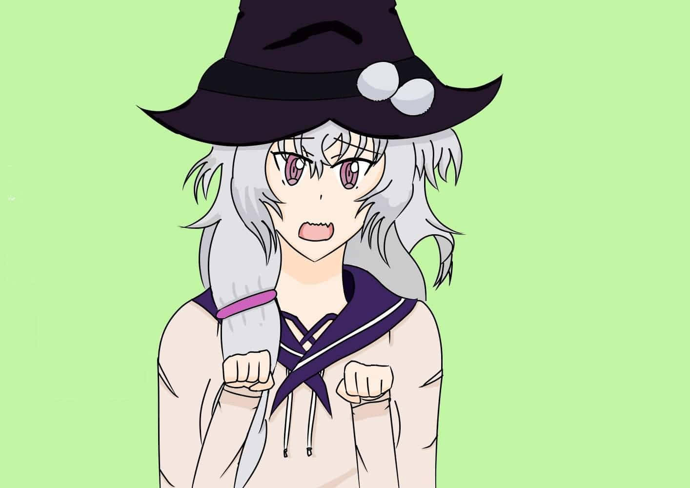 Midori Fuse, anime witch, silver hair, HD Desktop Wallpaper
