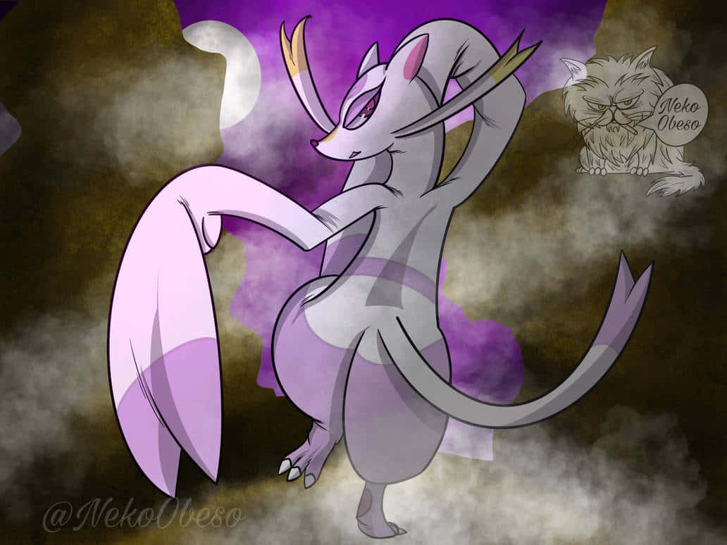 Mienshao, purple and gray, fox-like creature, SD Desktop Wallpaper