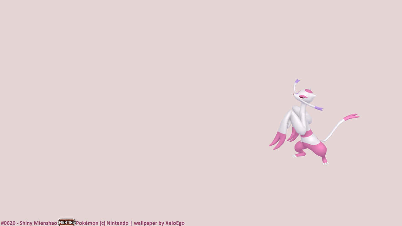 Mienshao, pink background, shiny Mienshao, HD Desktop Wallpaper