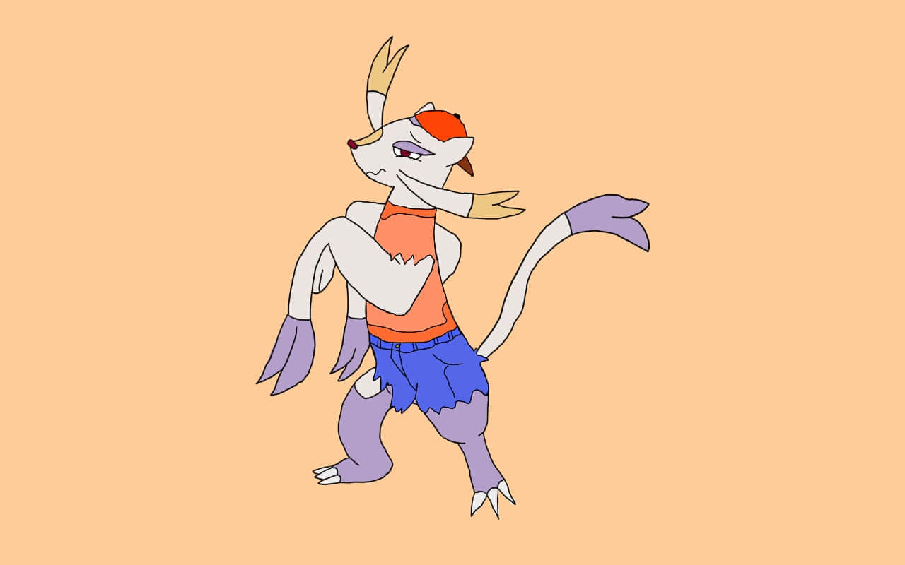 Mienshao, peach background, orange shirt, HD Desktop Wallpaper