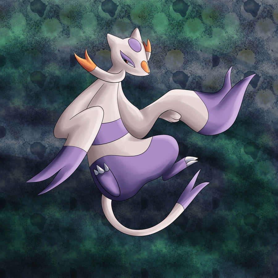 Mienshao, white and purple anime cat-like creature, orange accents, SD Desktop Wallpaper