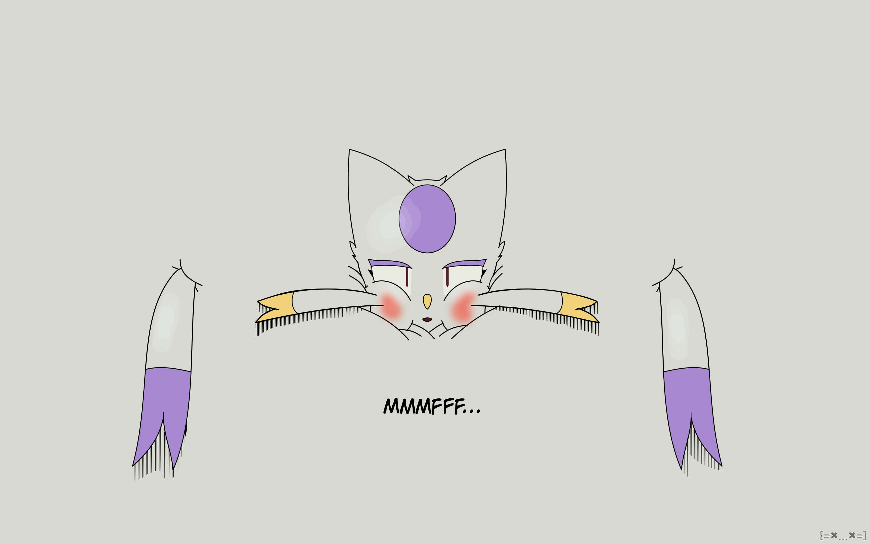 Mienshao, purple markings, blushing cheeks, 2K Desktop Wallpaper