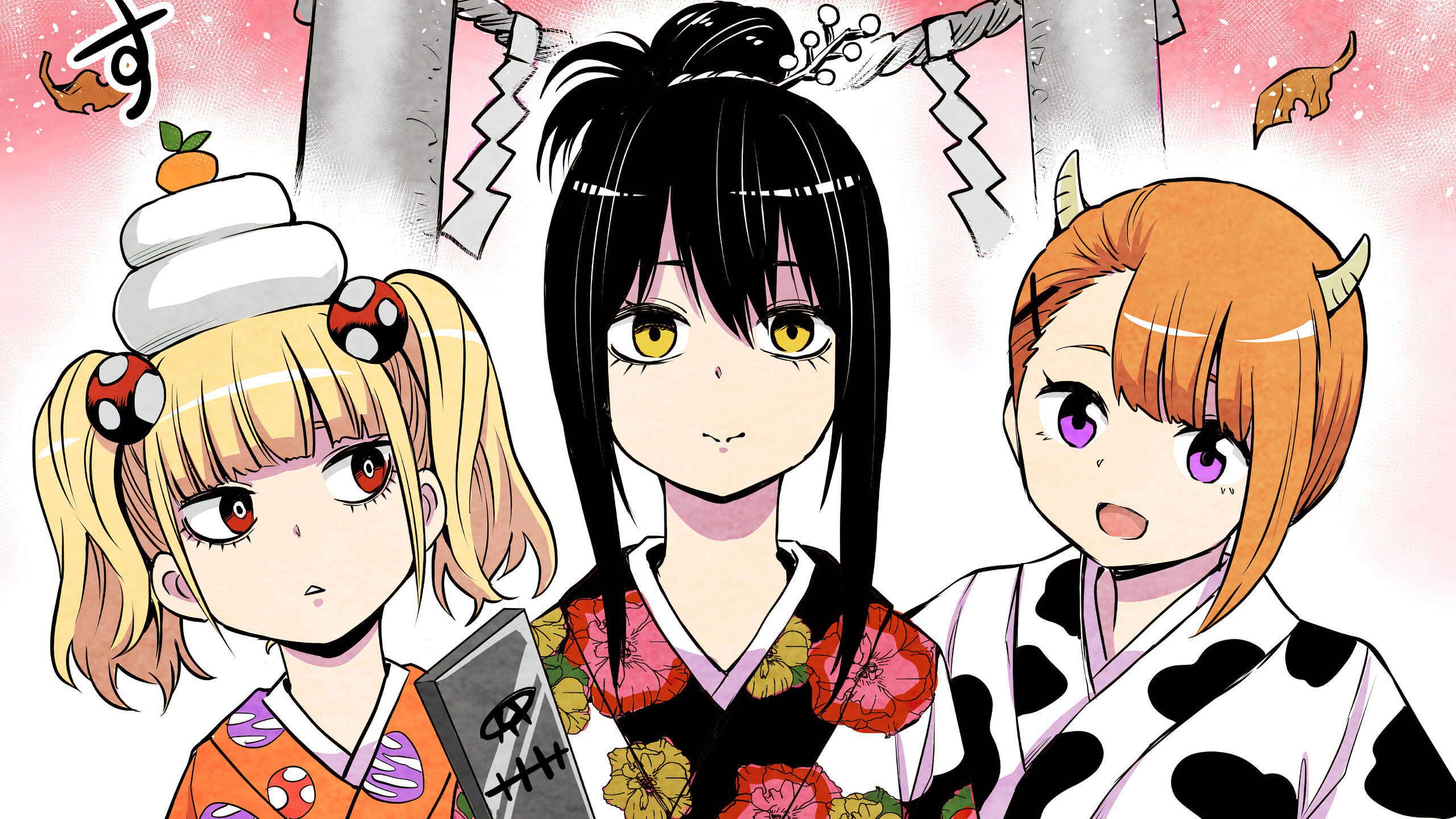 Mieruko Chan, kimono, shrine, 2K Desktop Wallpaper