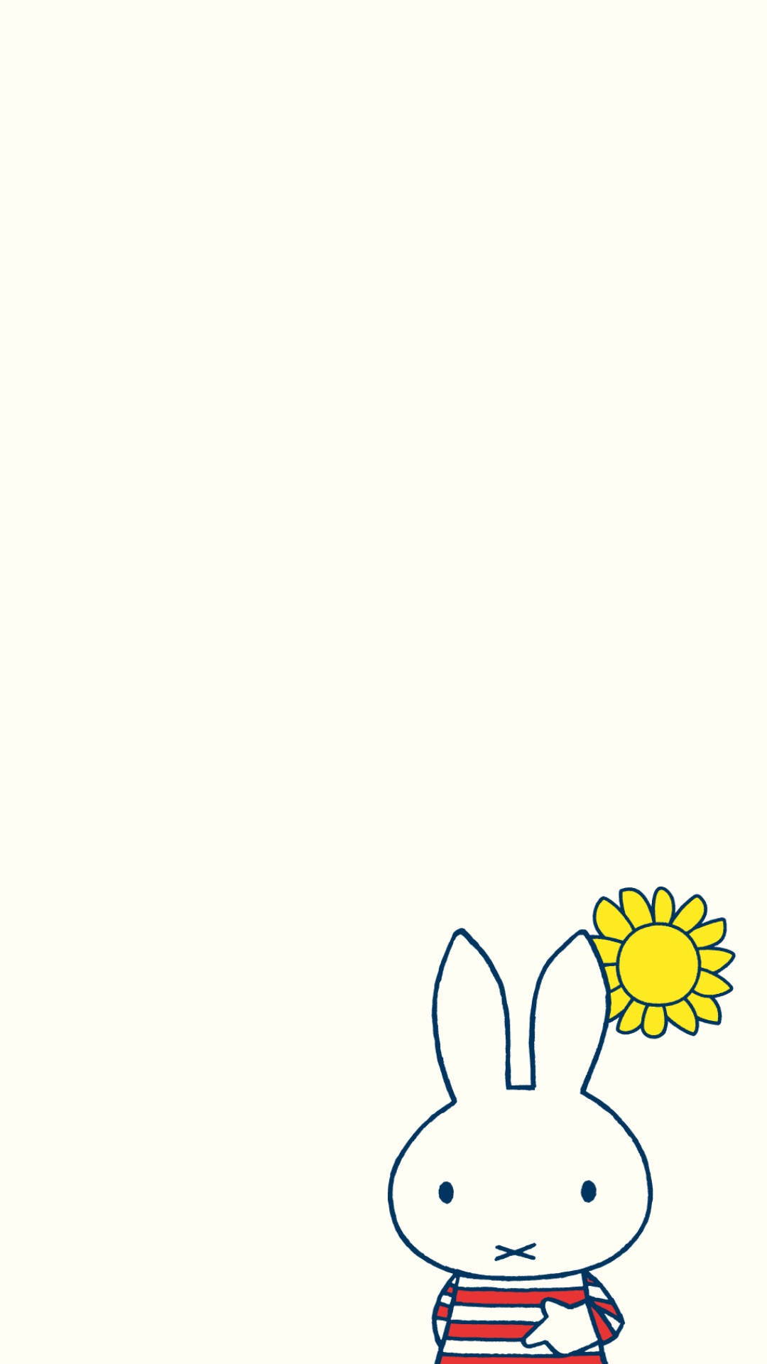 Miffy, red white striped shirt, yellow sunflower, Full HD Phone Wallpaper