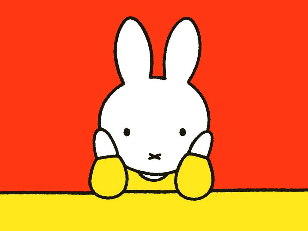 Miffy, white cartoon rabbit, yellow gloves, SD Desktop Wallpaper