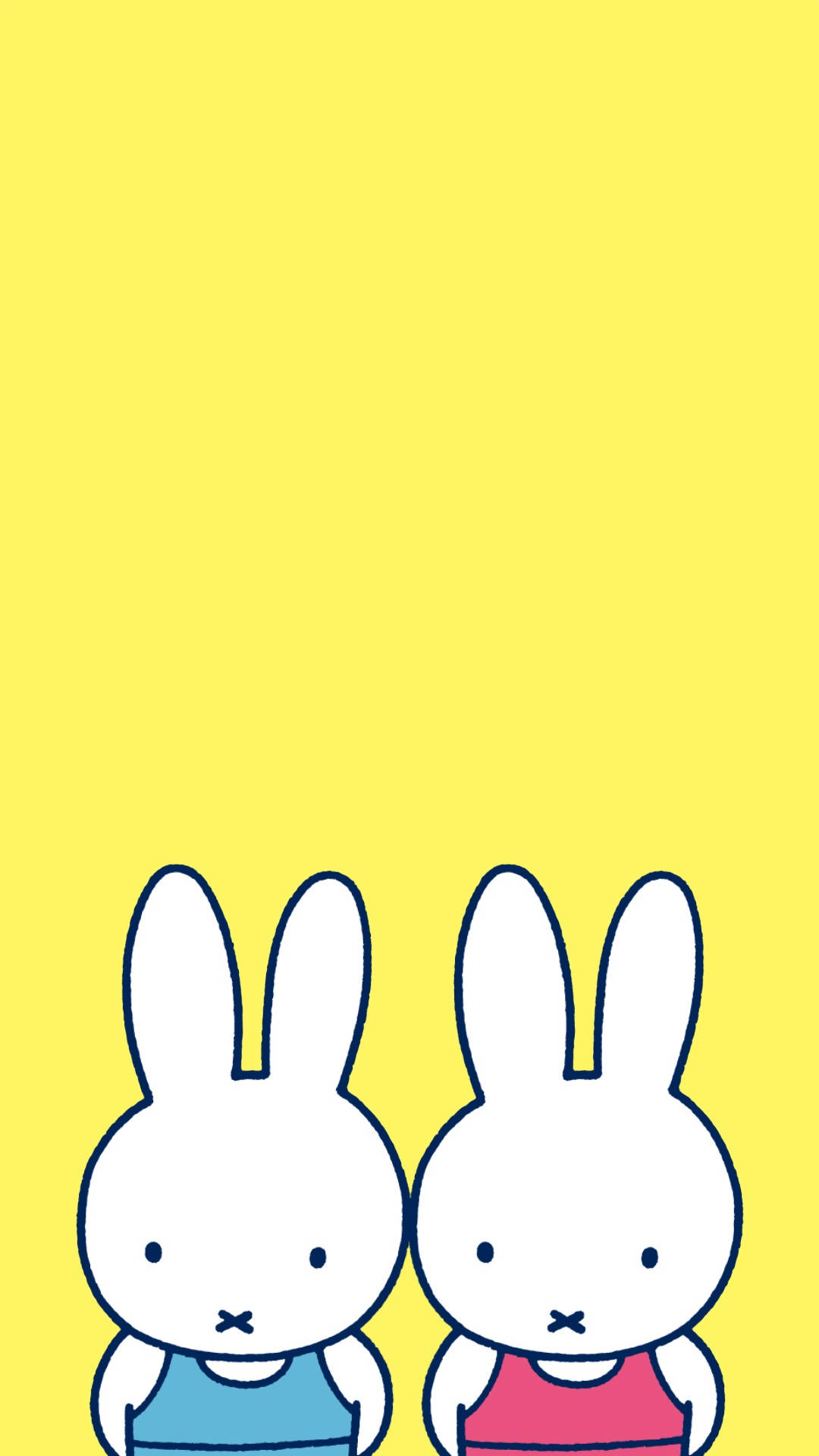 Miffy, white rabbits, blue and pink tops, Full HD Phone Wallpaper