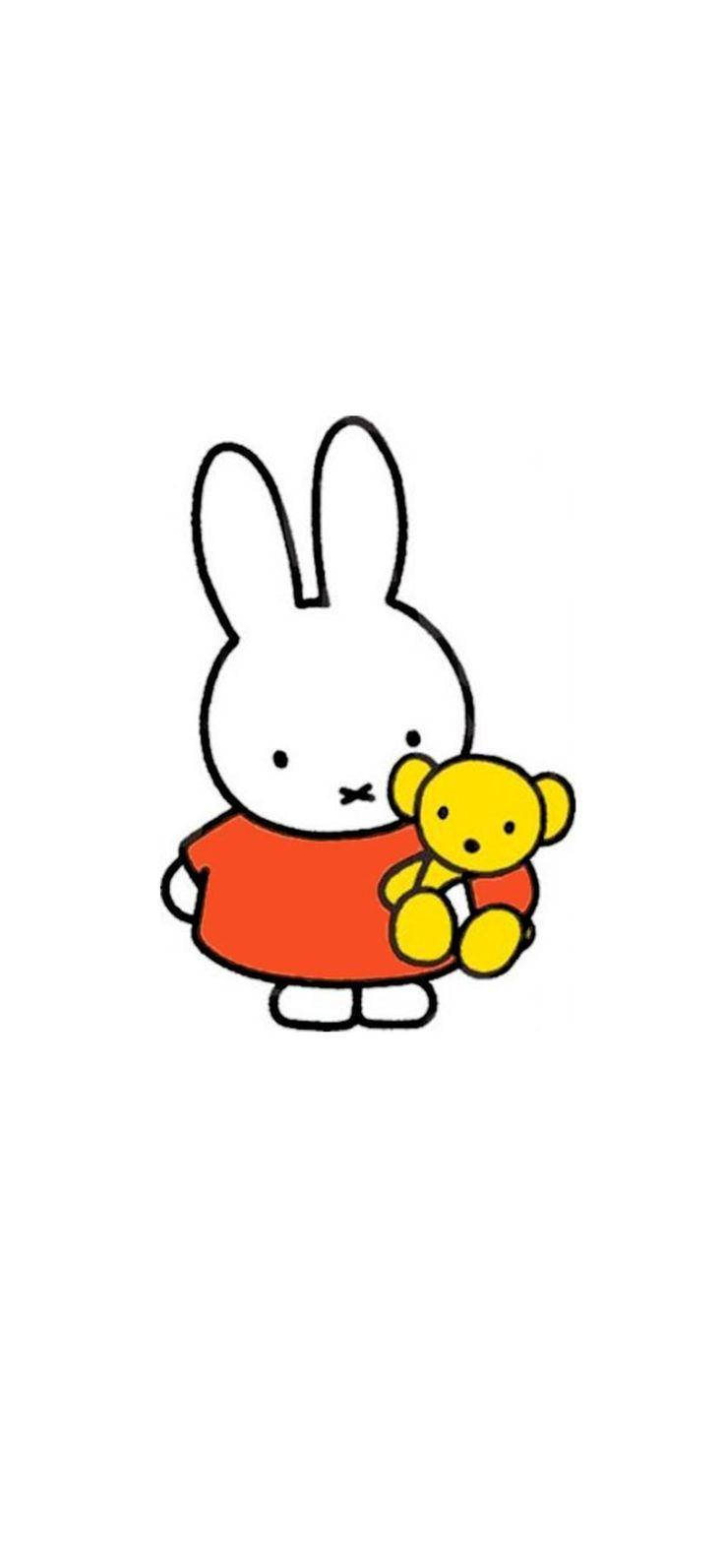 Miffy, yellow teddy bear, red dress, HD Phone Wallpaper