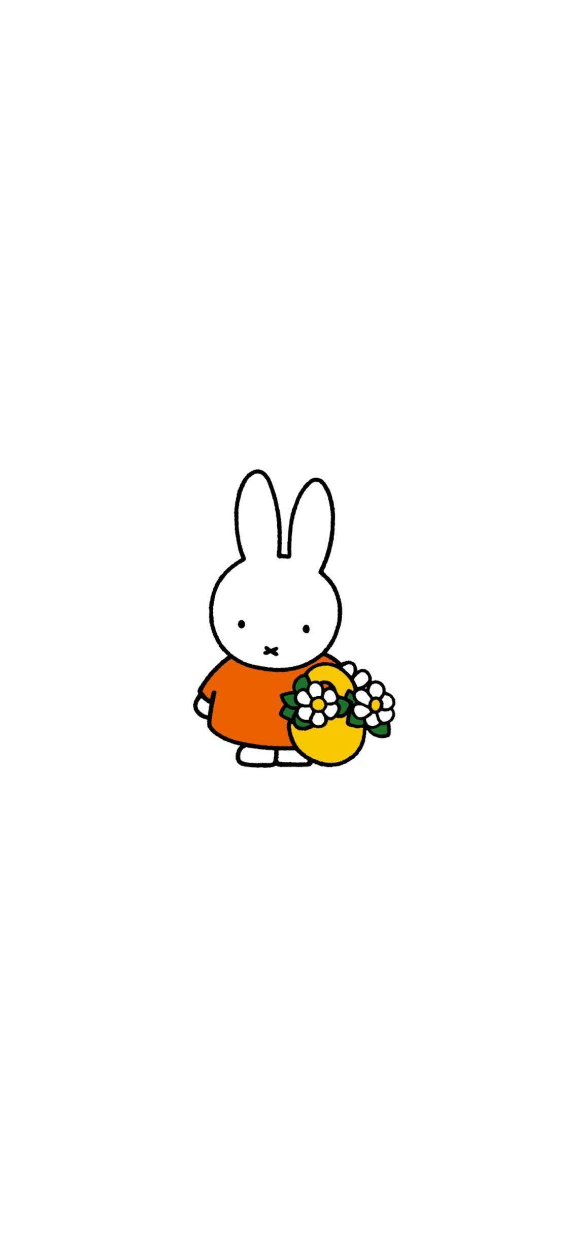 Miffy, daisy flowers, white rabbit, Full HD Phone Wallpaper